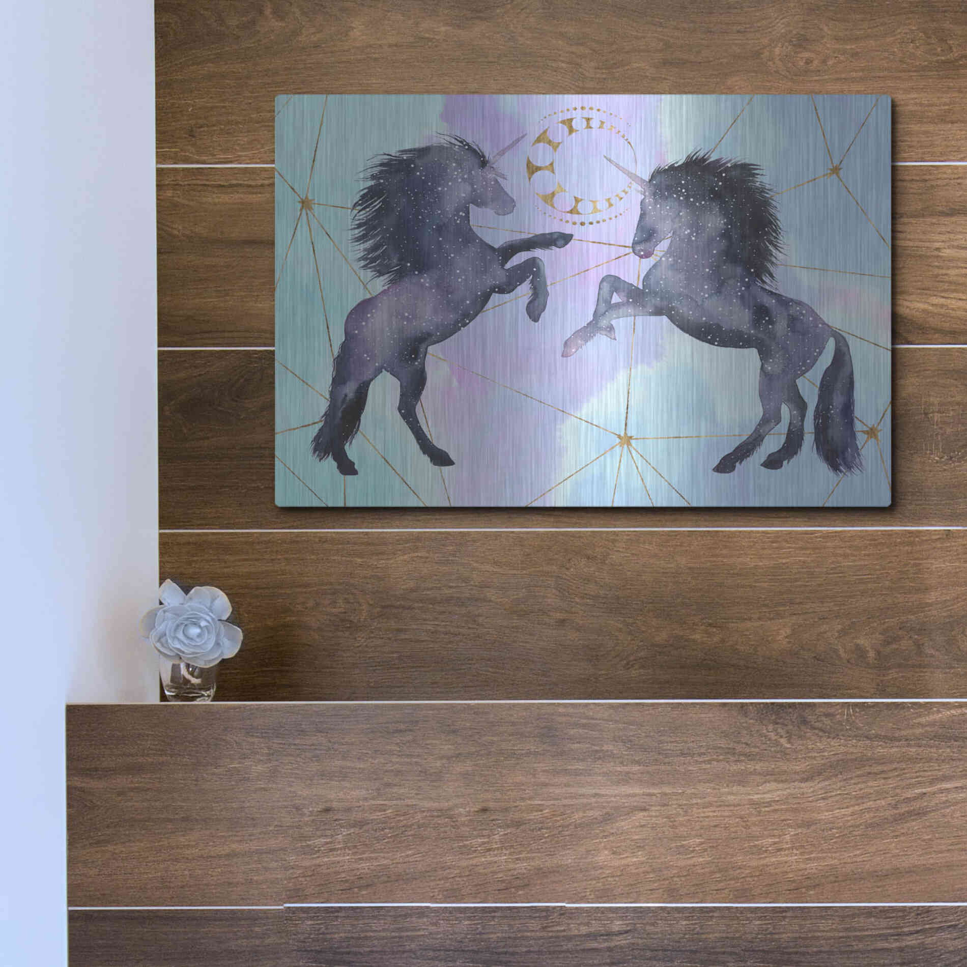 Luxe Metal Art 'Unicorn Universe Collection A' by Grace Popp Metal Wall Art,16x12