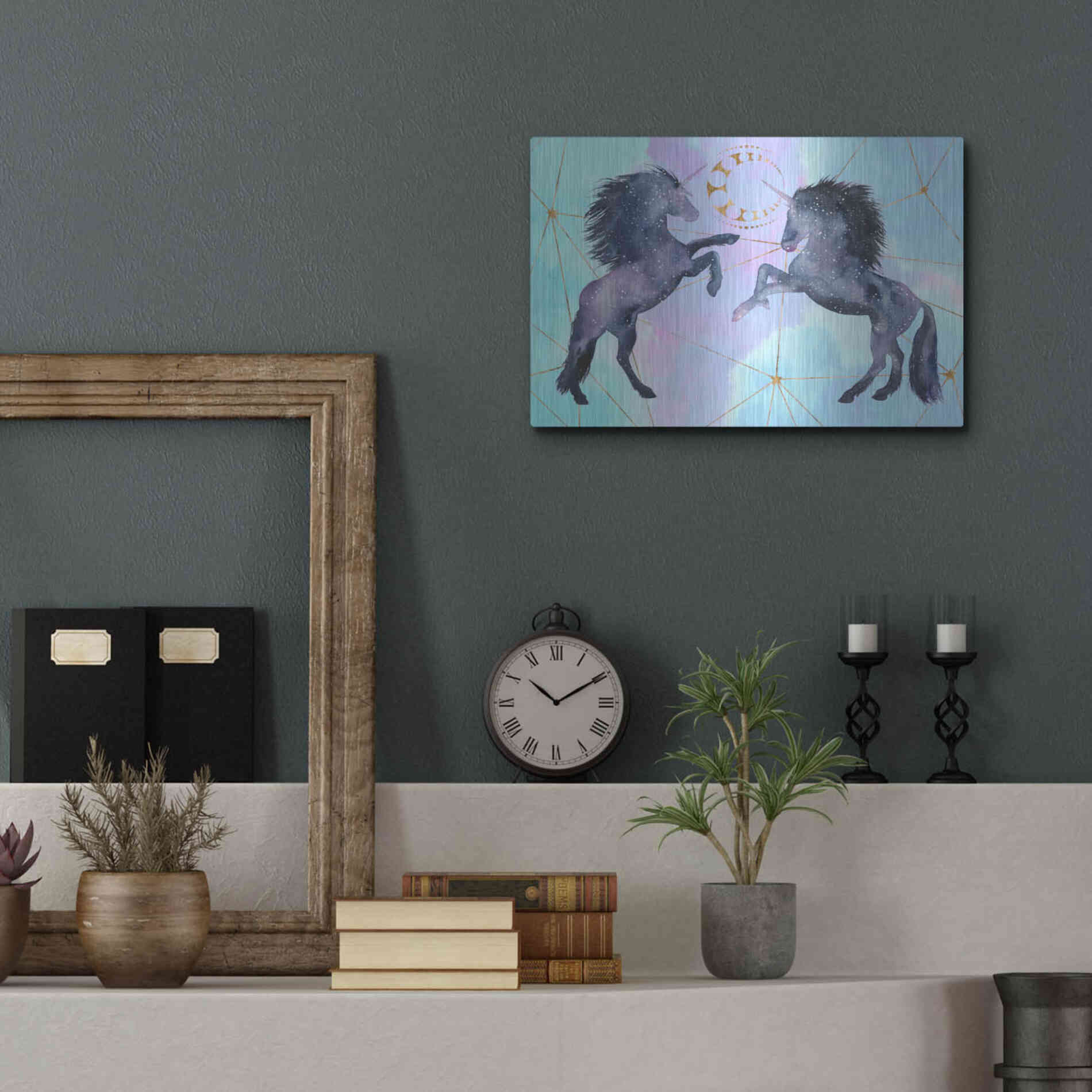 Luxe Metal Art 'Unicorn Universe Collection A' by Grace Popp Metal Wall Art,16x12