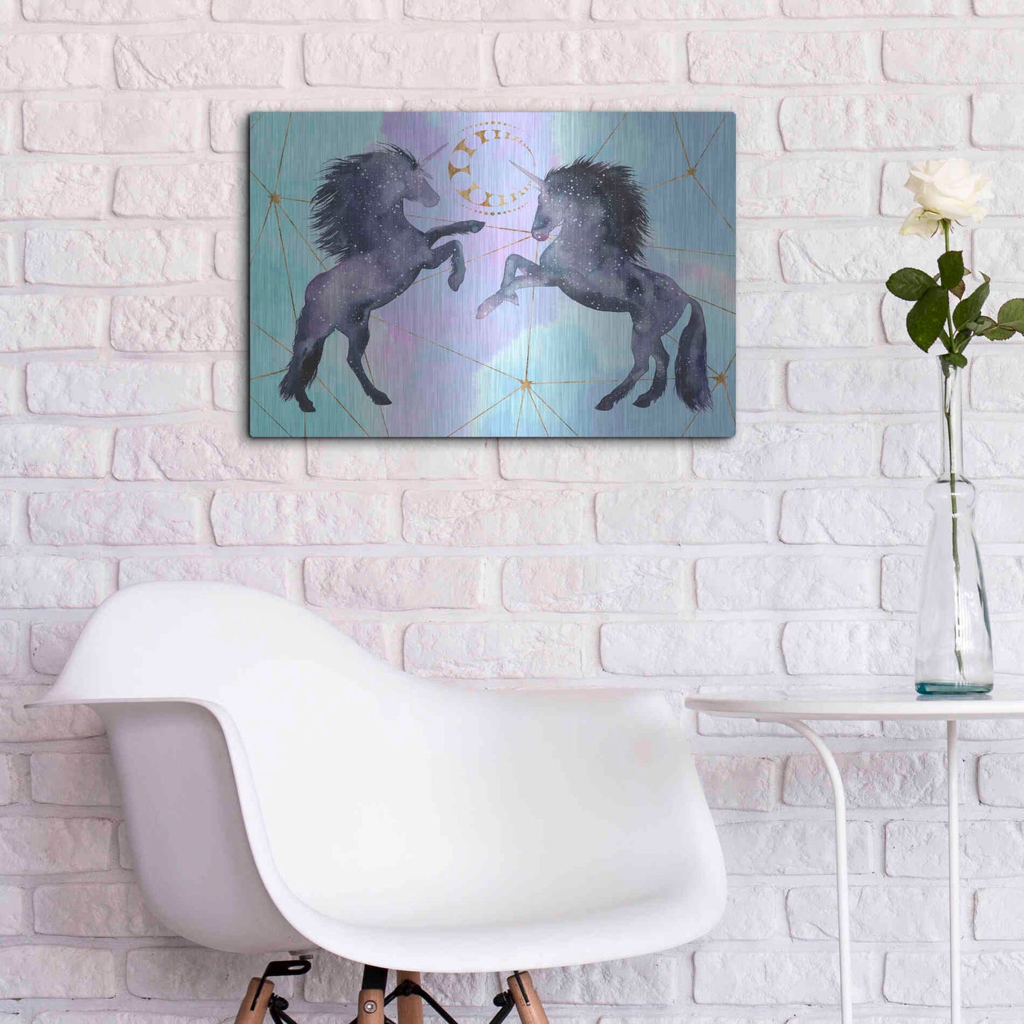 Luxe Metal Art 'Unicorn Universe Collection A' by Grace Popp Metal Wall Art,24x16