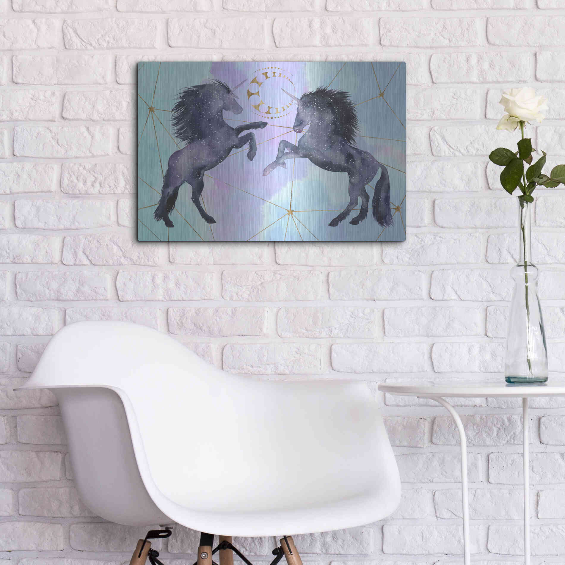 Luxe Metal Art 'Unicorn Universe Collection A' by Grace Popp Metal Wall Art,24x16