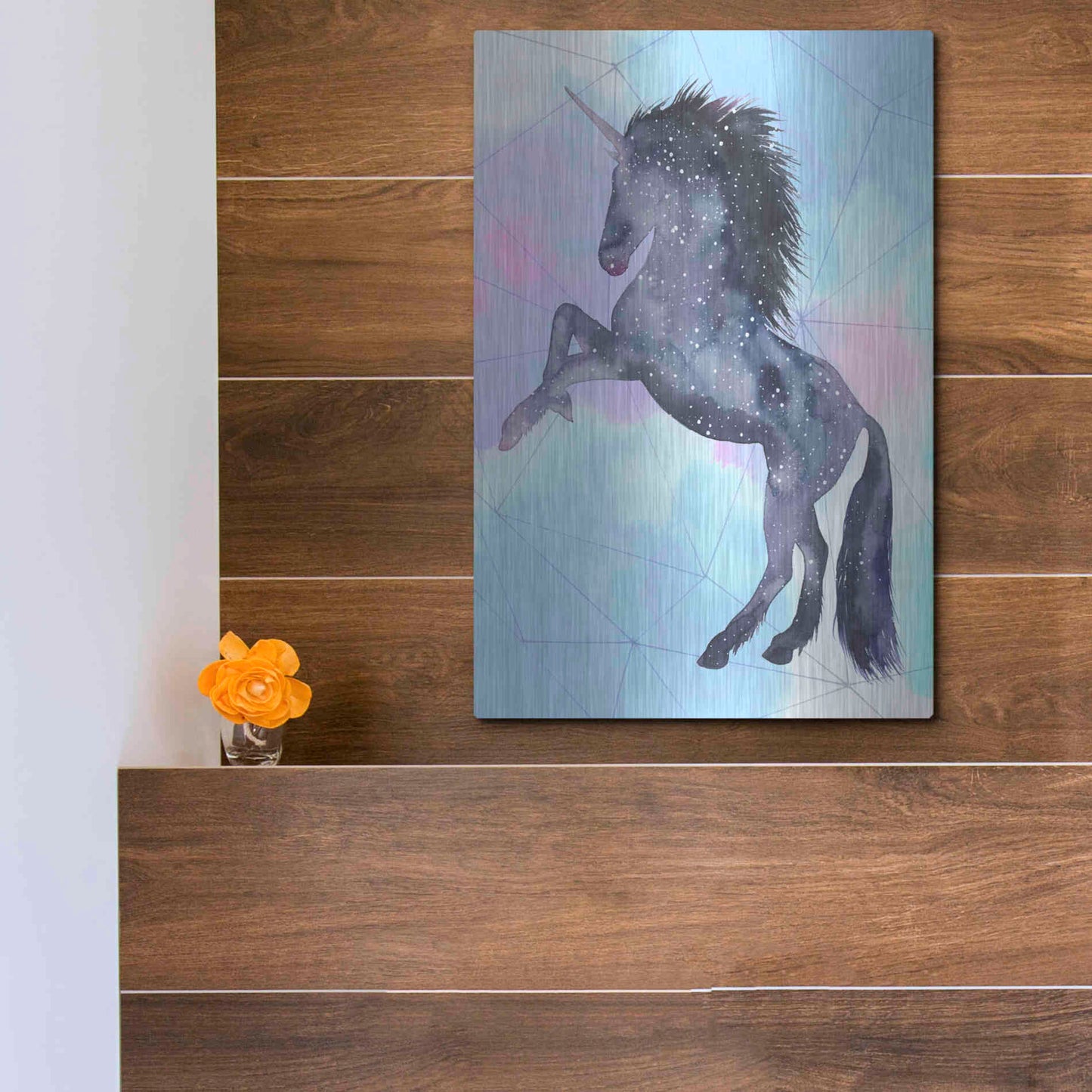 Luxe Metal Art 'Unicorn Universe IV' by Grace Popp Metal Wall Art,12x16