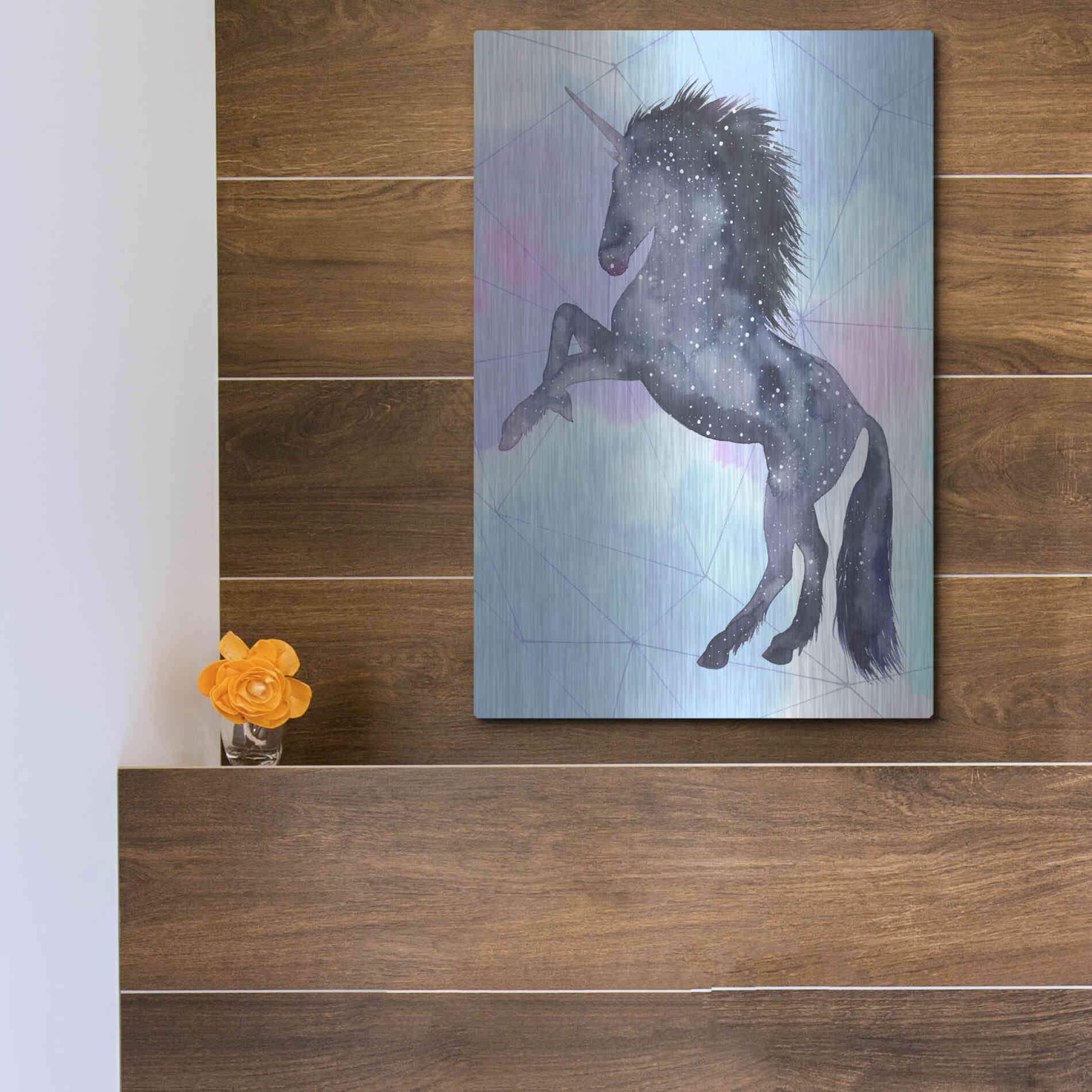 Luxe Metal Art 'Unicorn Universe IV' by Grace Popp Metal Wall Art,12x16