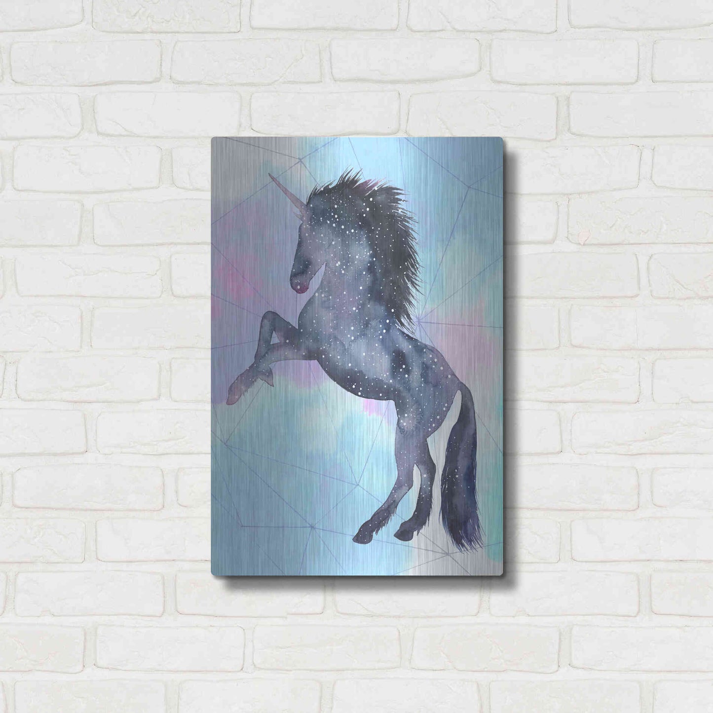 Luxe Metal Art 'Unicorn Universe IV' by Grace Popp Metal Wall Art,16x24