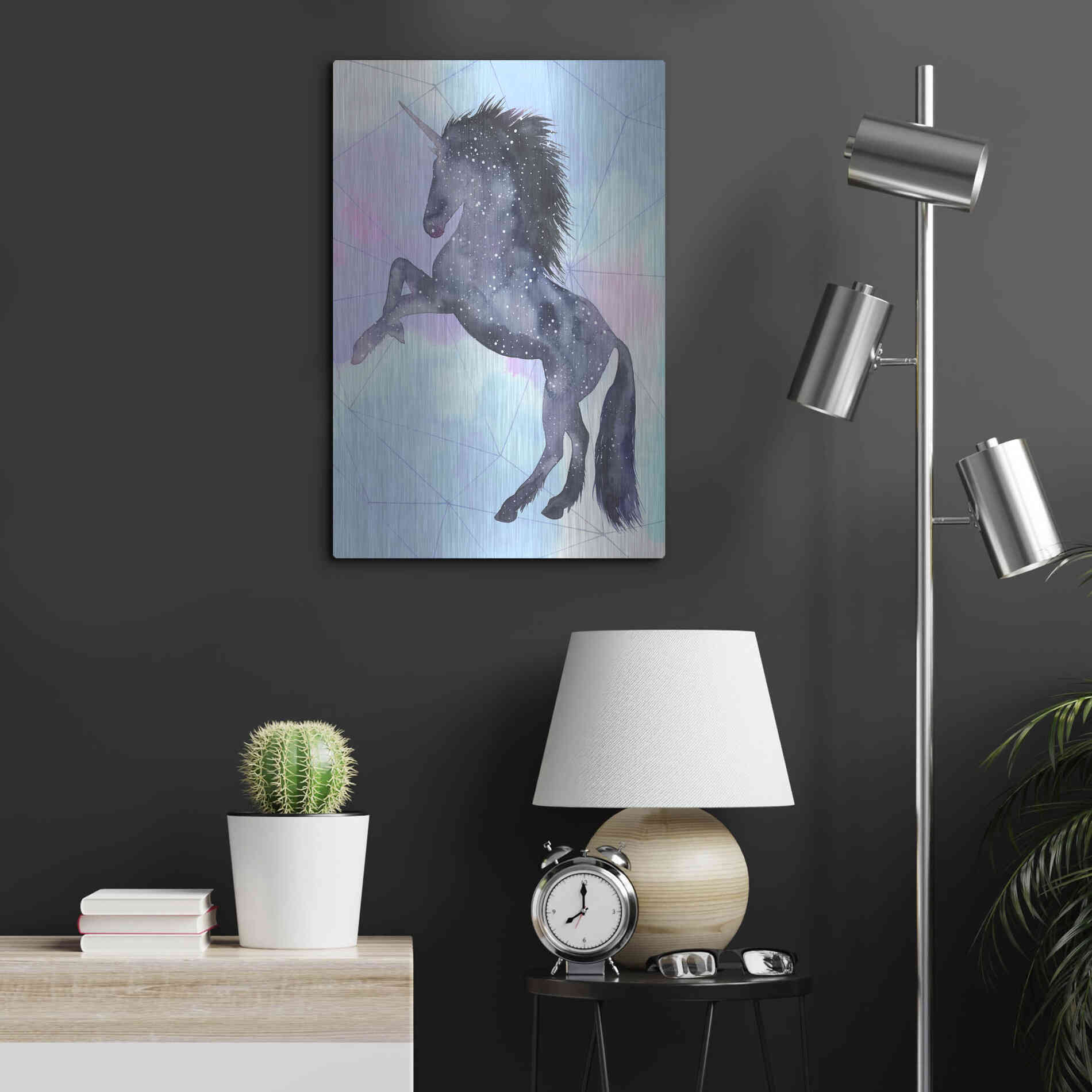 Luxe Metal Art 'Unicorn Universe IV' by Grace Popp Metal Wall Art,16x24