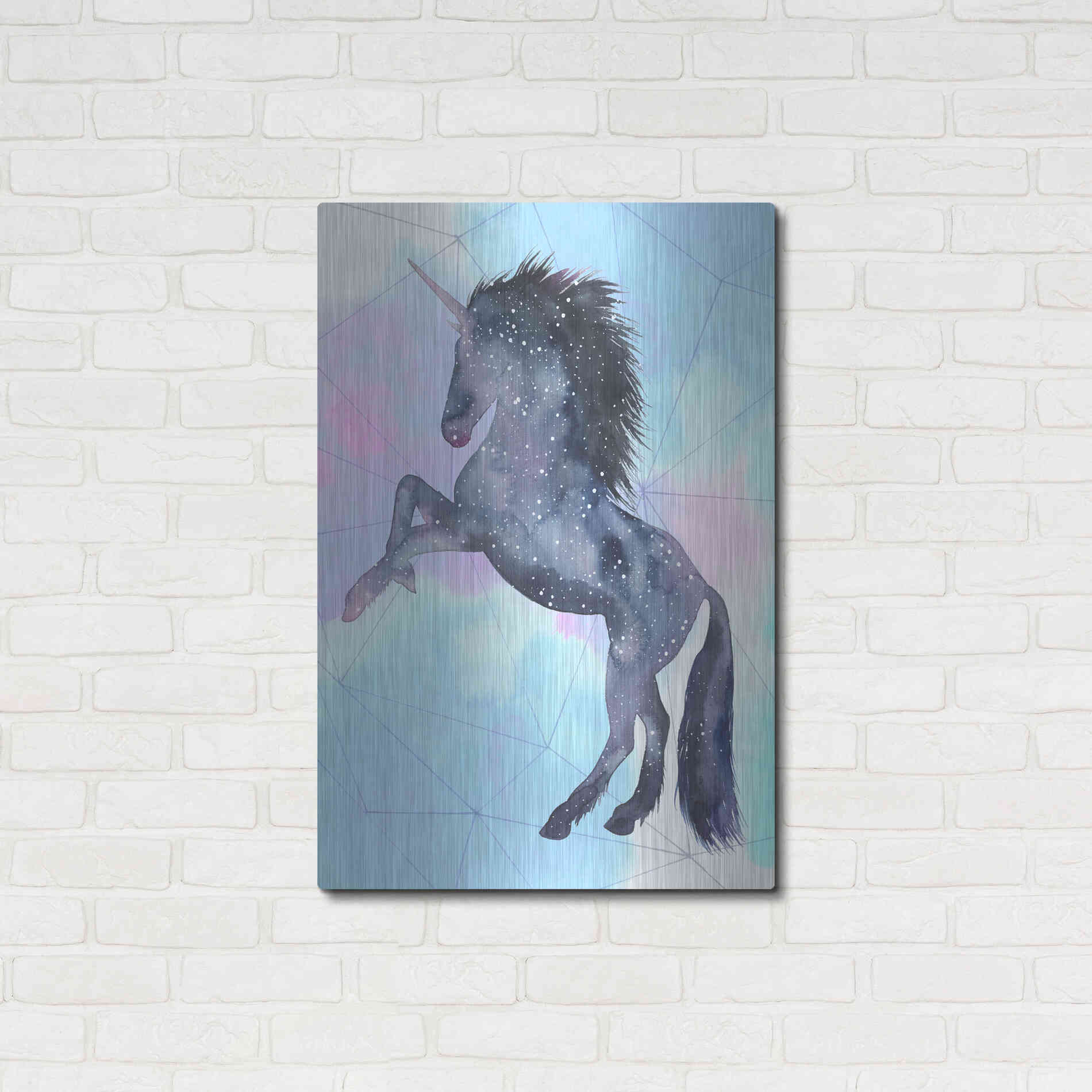 Luxe Metal Art 'Unicorn Universe IV' by Grace Popp Metal Wall Art,24x36