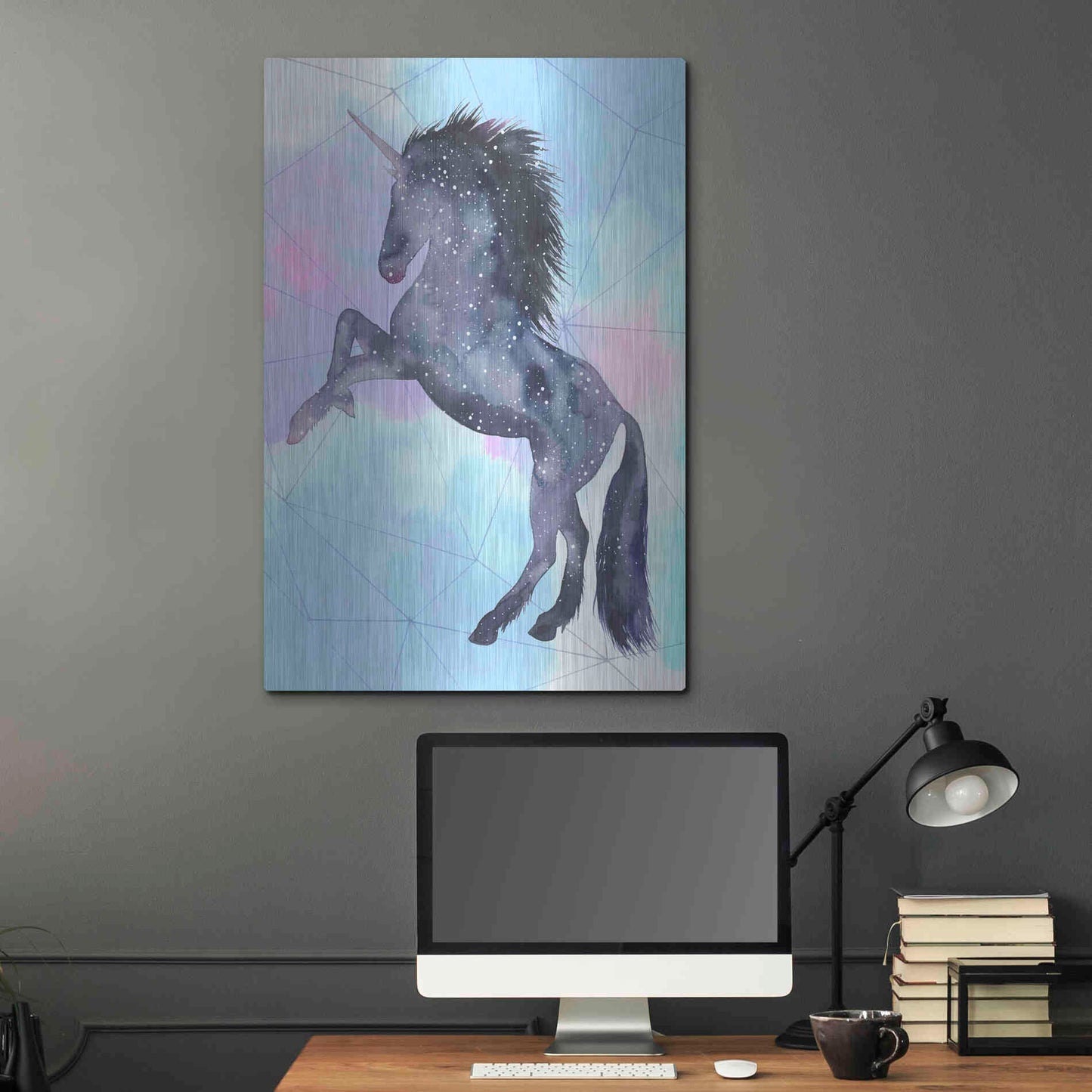 Luxe Metal Art 'Unicorn Universe IV' by Grace Popp Metal Wall Art,24x36