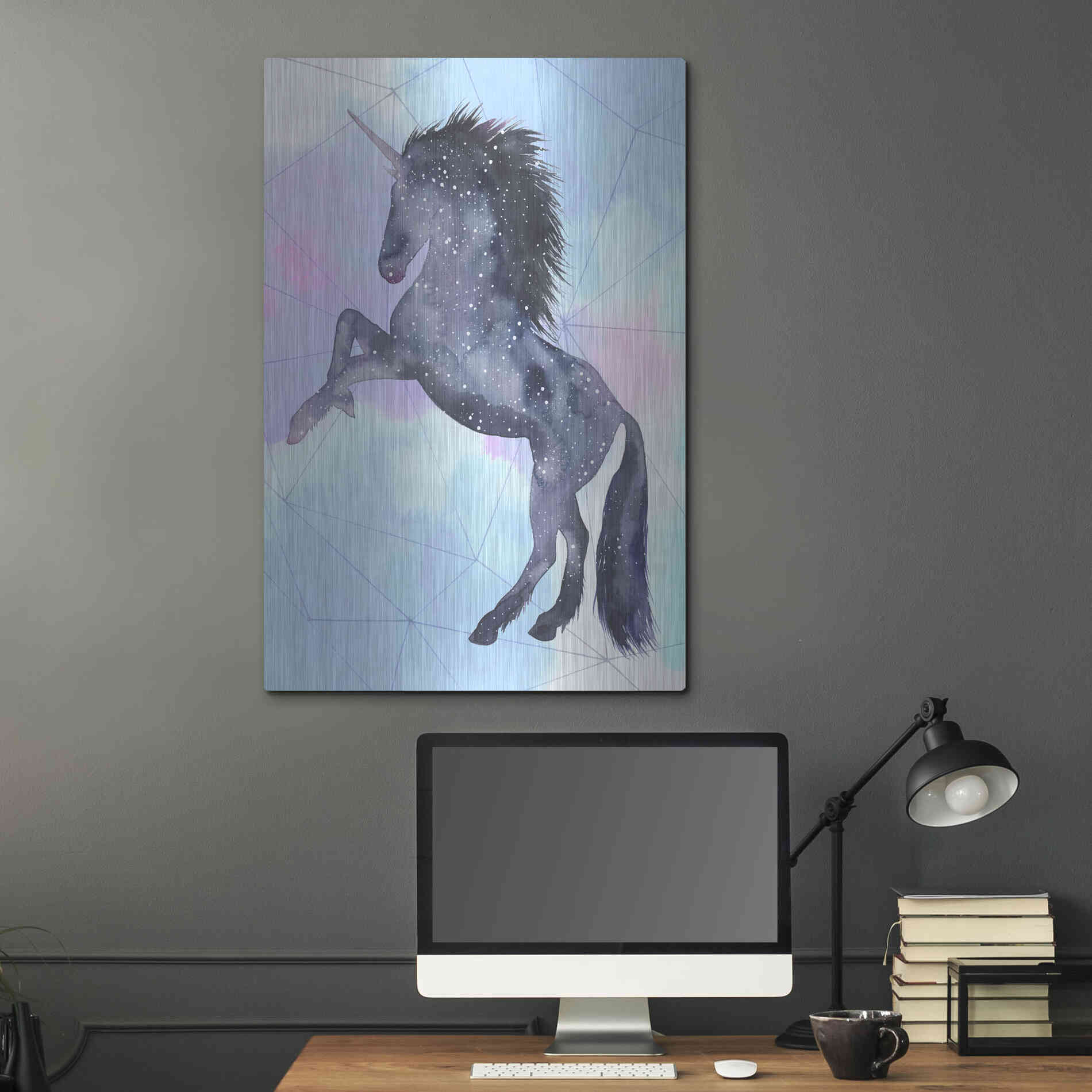 Luxe Metal Art 'Unicorn Universe IV' by Grace Popp Metal Wall Art,24x36