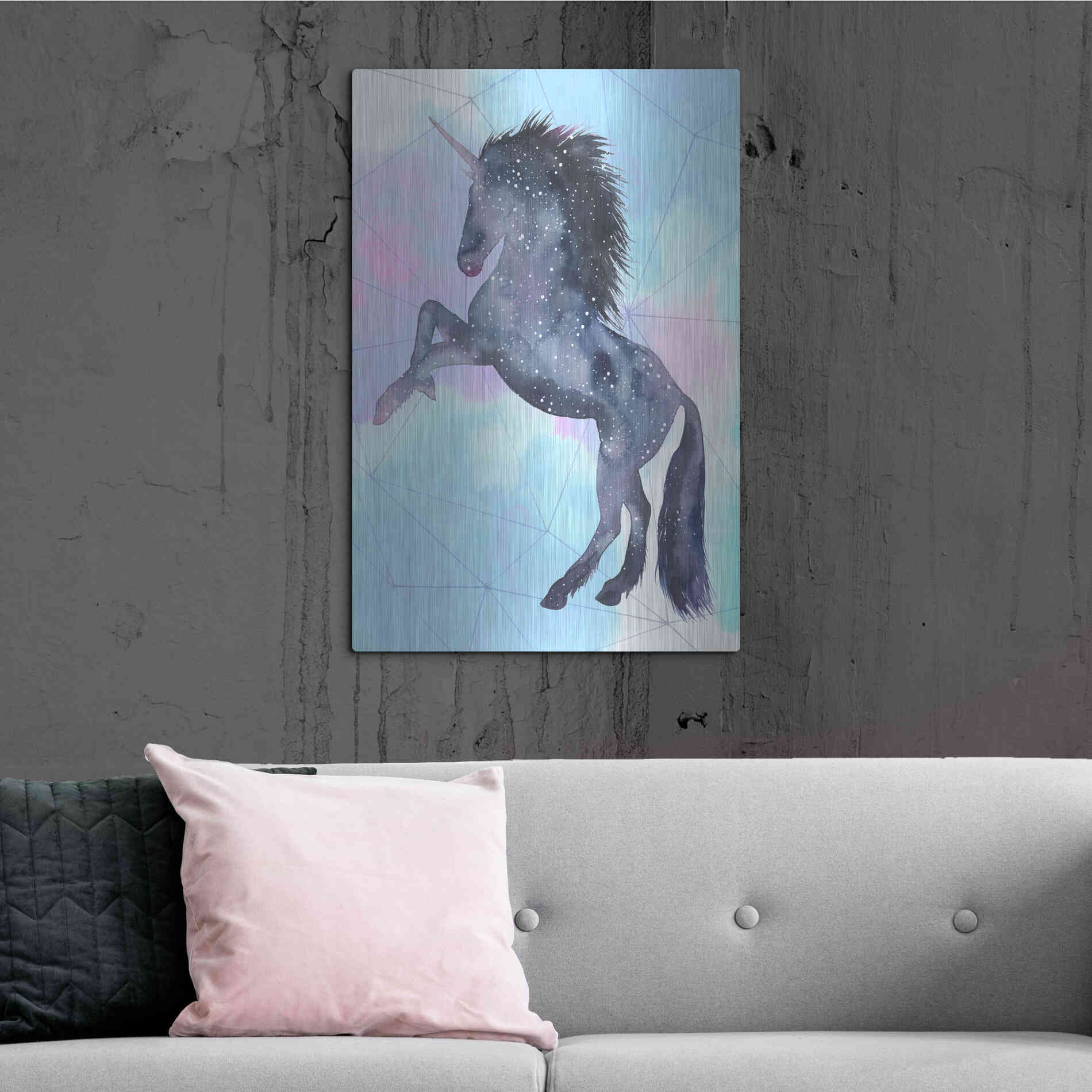 Luxe Metal Art 'Unicorn Universe IV' by Grace Popp Metal Wall Art,24x36