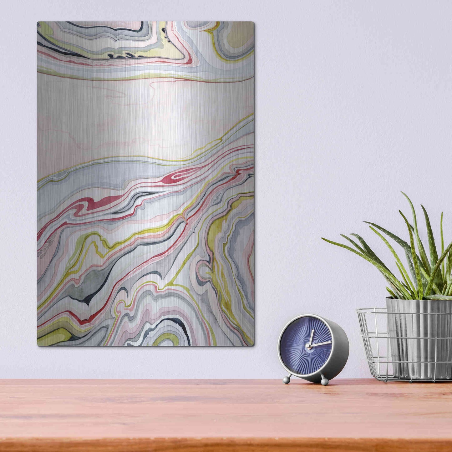 Luxe Metal Art 'Watercolor Marbling I' by Grace Popp Metal Wall Art,12x16