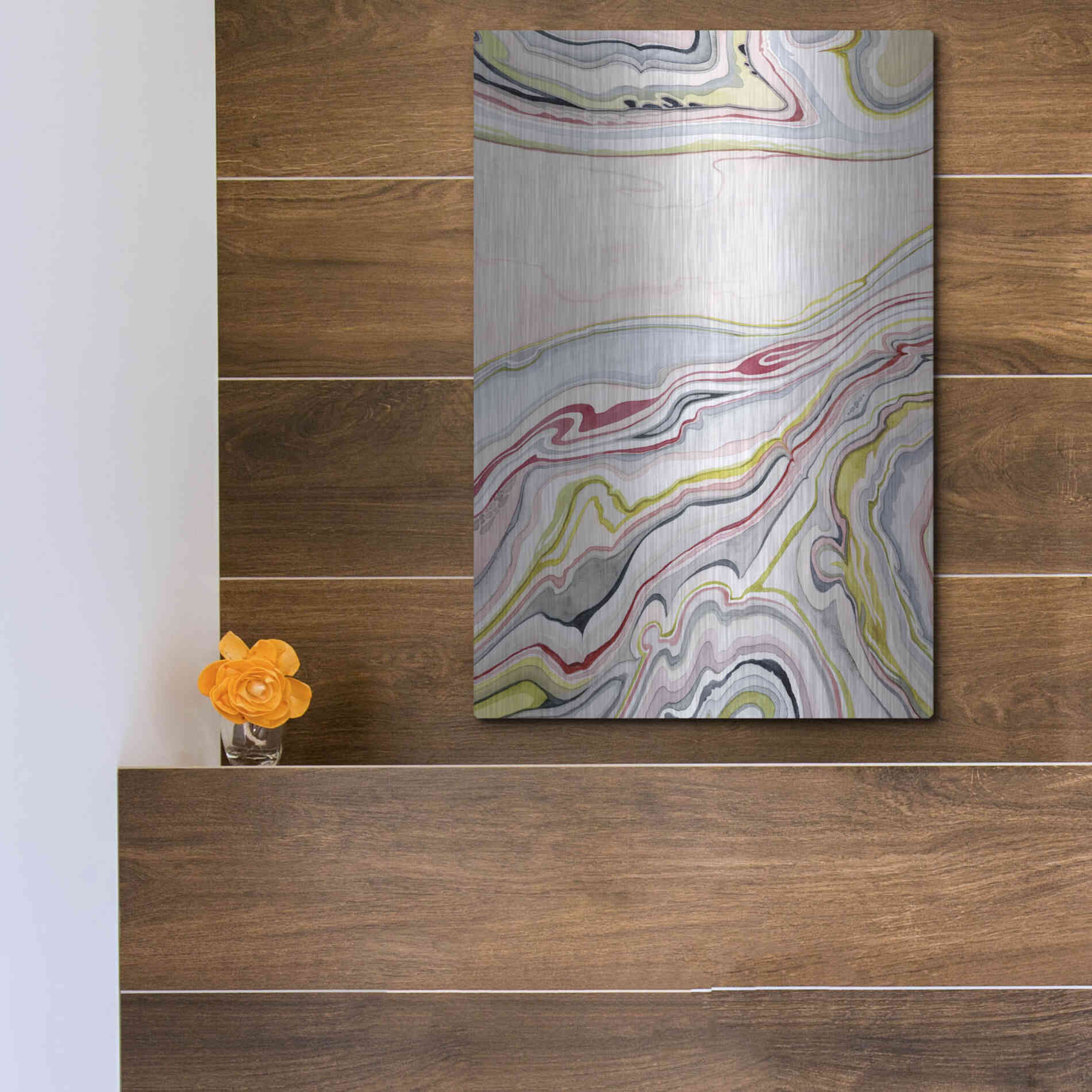 Luxe Metal Art 'Watercolor Marbling I' by Grace Popp Metal Wall Art,12x16