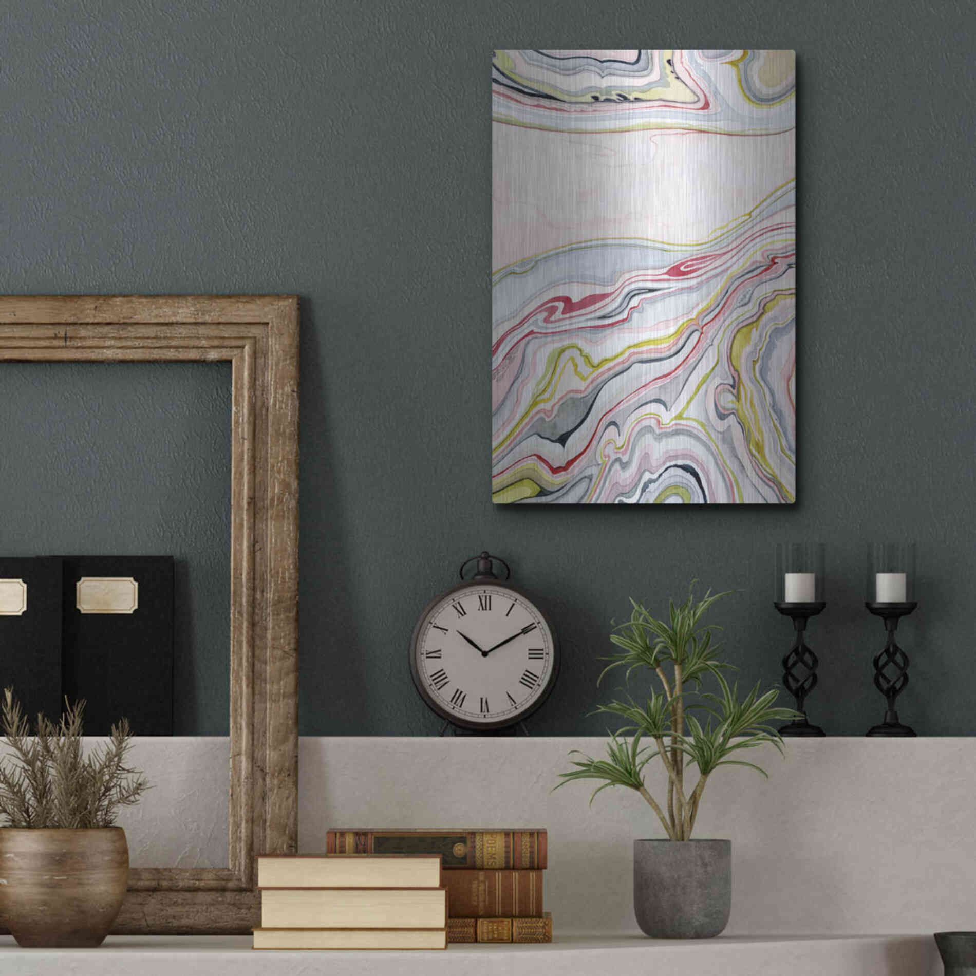 Luxe Metal Art 'Watercolor Marbling I' by Grace Popp Metal Wall Art,12x16