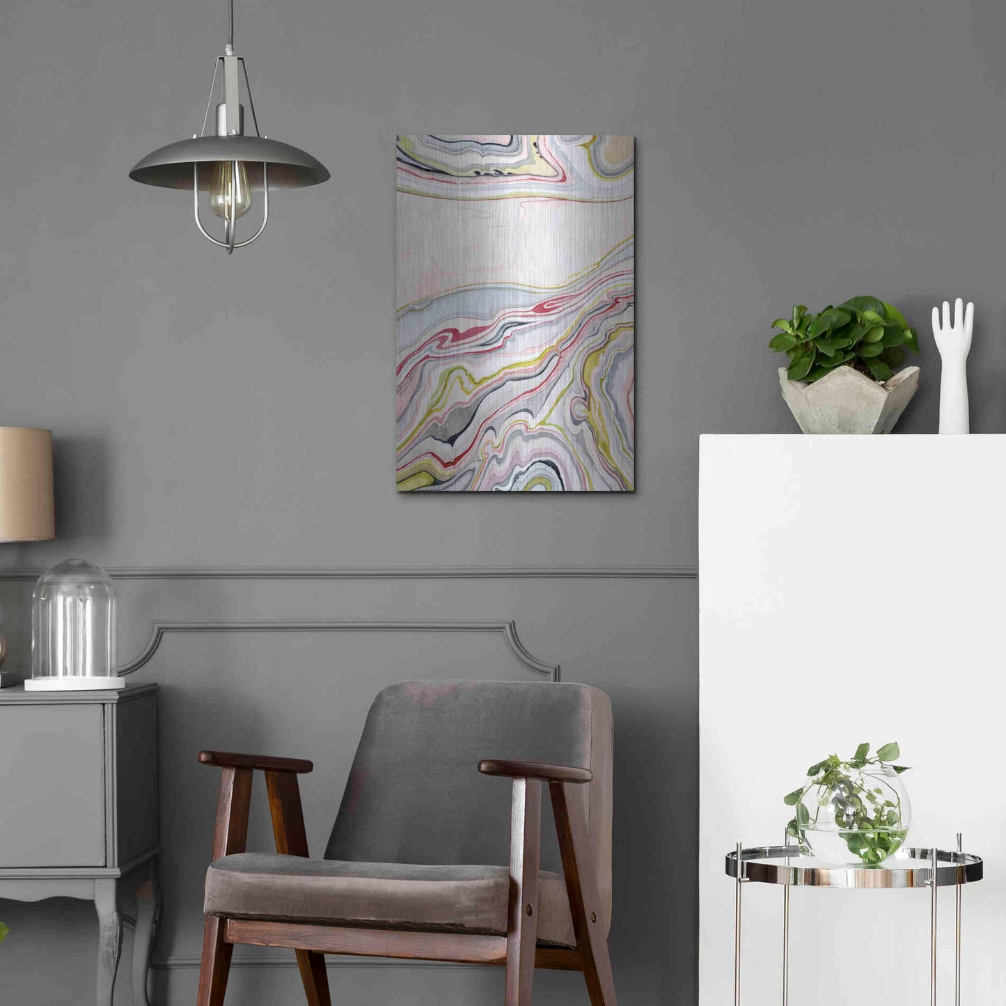 Luxe Metal Art 'Watercolor Marbling I' by Grace Popp Metal Wall Art,16x24