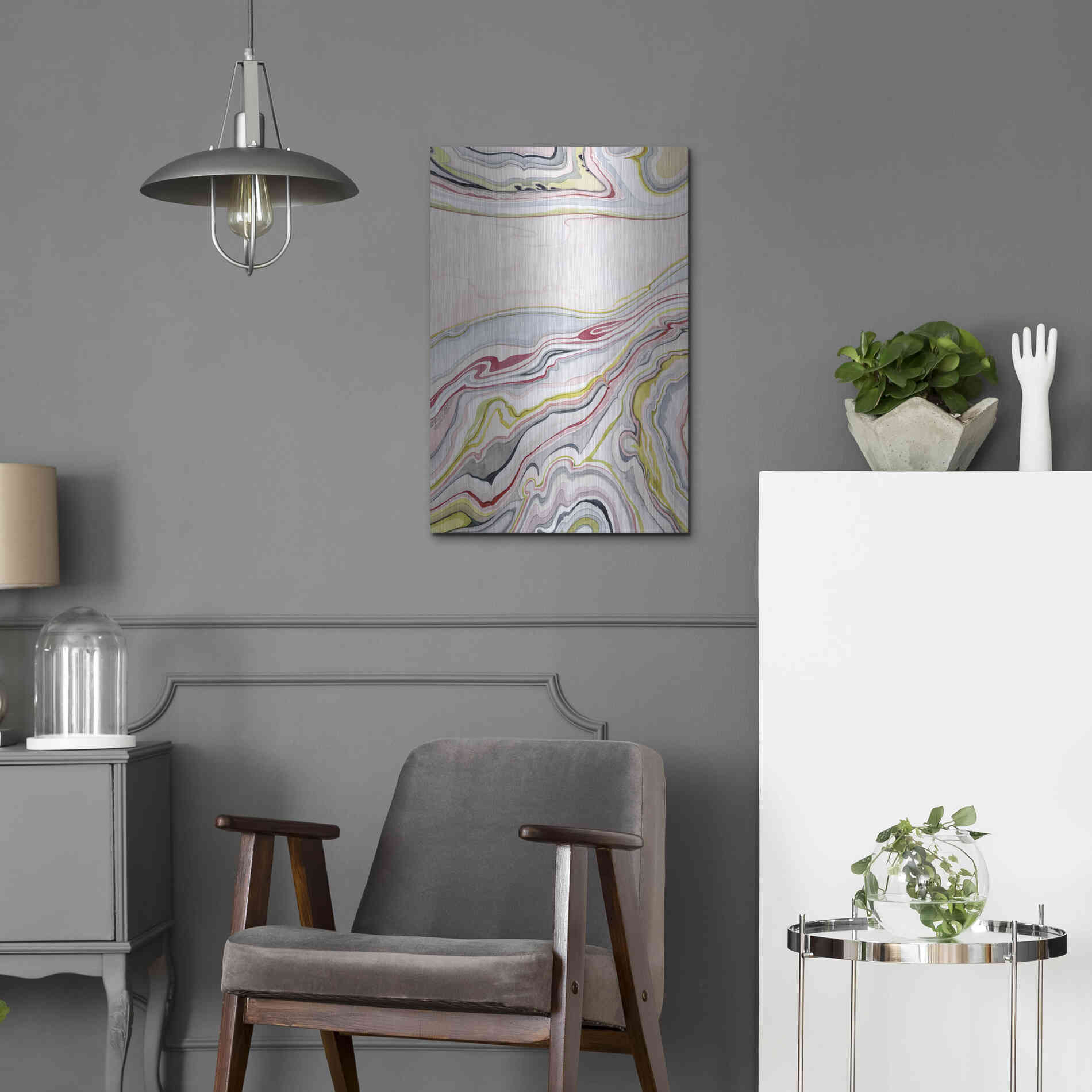 Luxe Metal Art 'Watercolor Marbling I' by Grace Popp Metal Wall Art,16x24