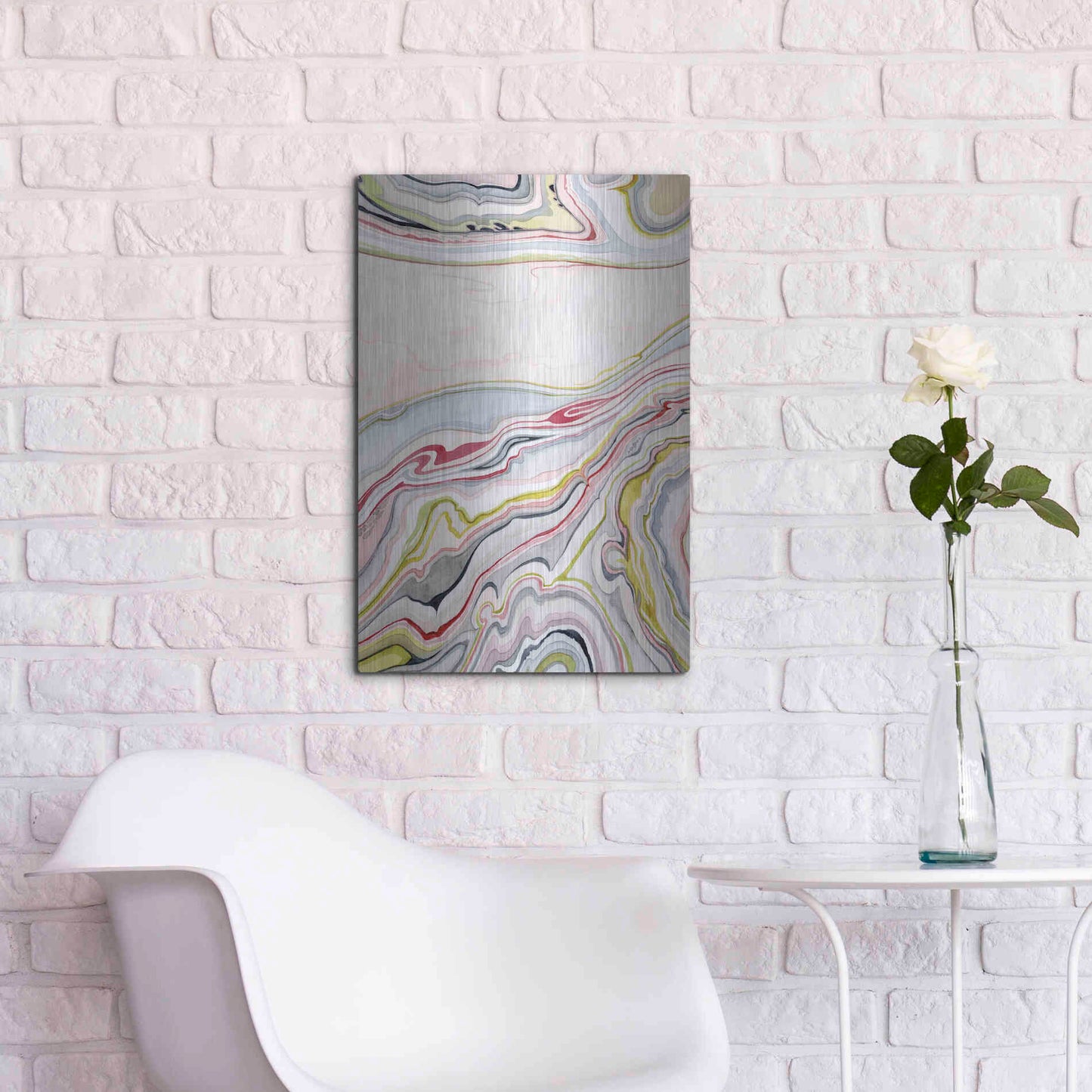 Luxe Metal Art 'Watercolor Marbling I' by Grace Popp Metal Wall Art,16x24