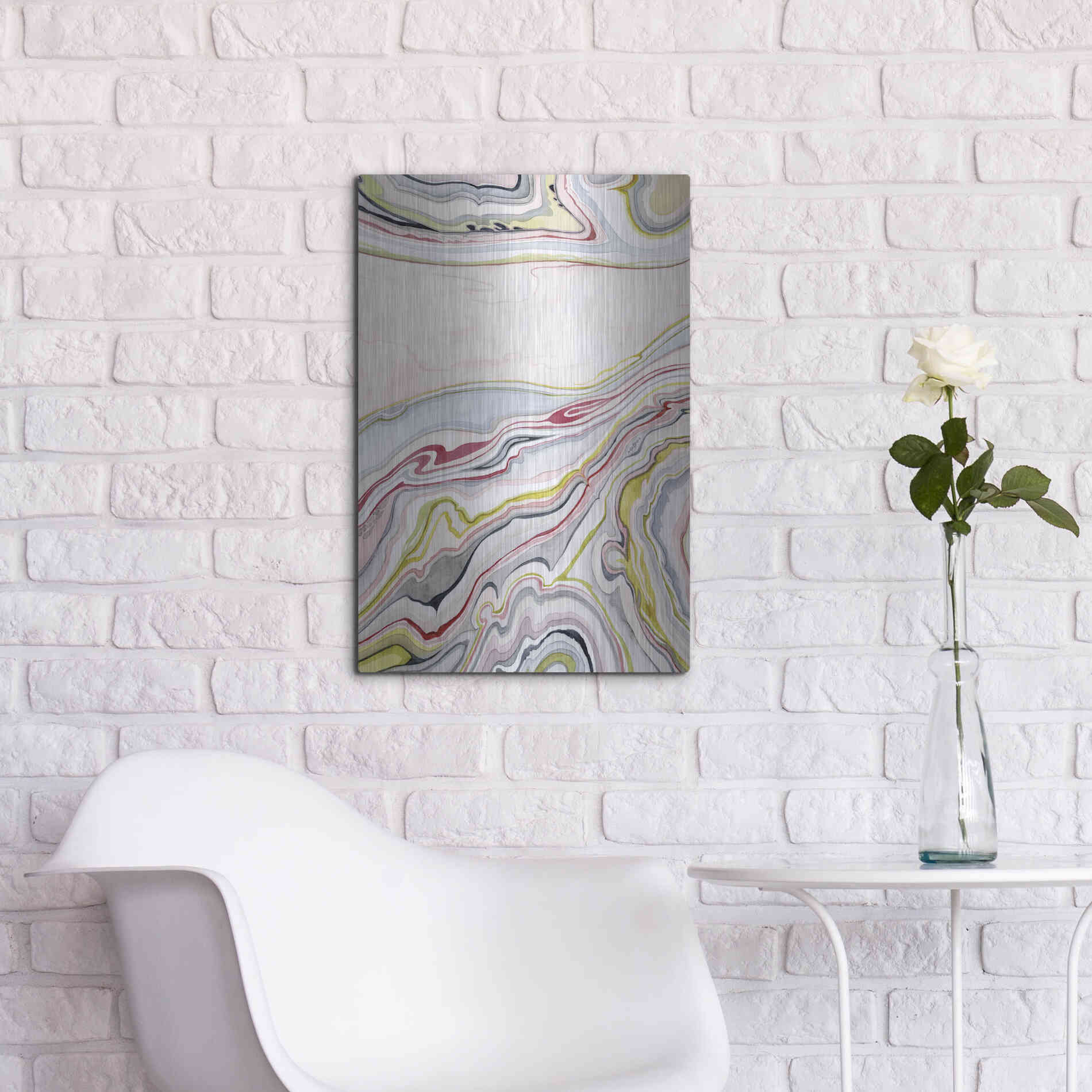 Luxe Metal Art 'Watercolor Marbling I' by Grace Popp Metal Wall Art,16x24