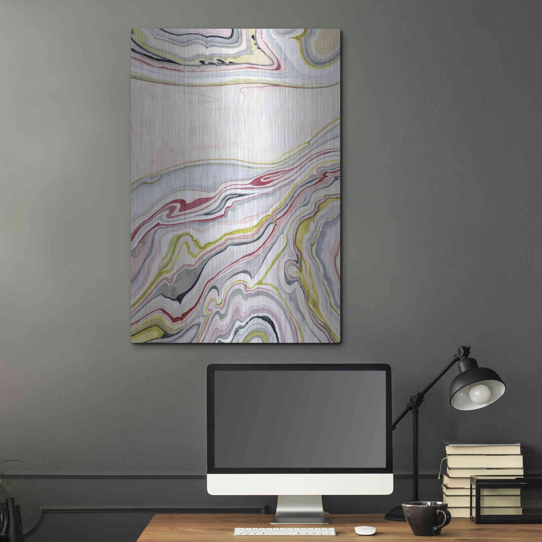 Luxe Metal Art 'Watercolor Marbling I' by Grace Popp Metal Wall Art,24x36