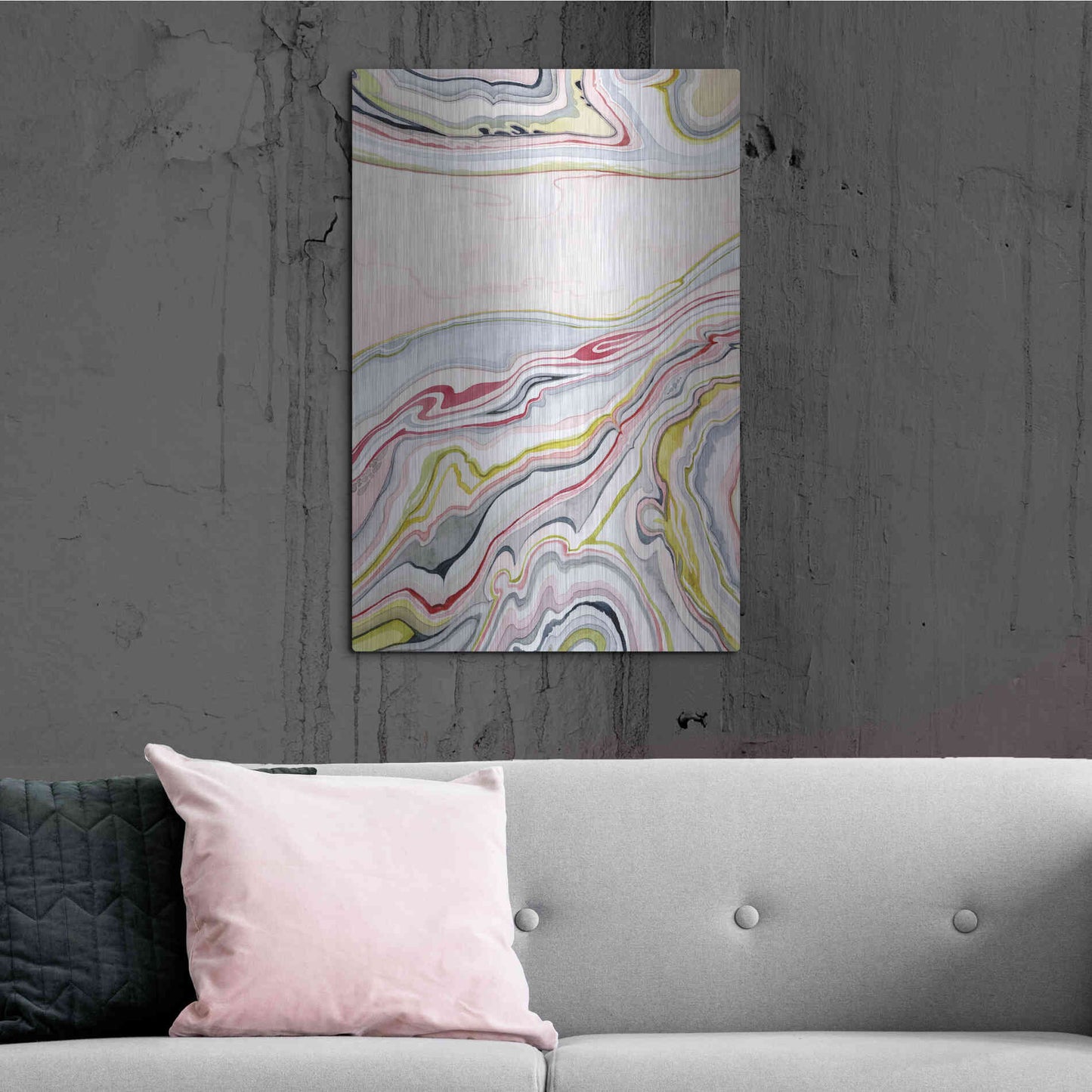 Luxe Metal Art 'Watercolor Marbling I' by Grace Popp Metal Wall Art,24x36
