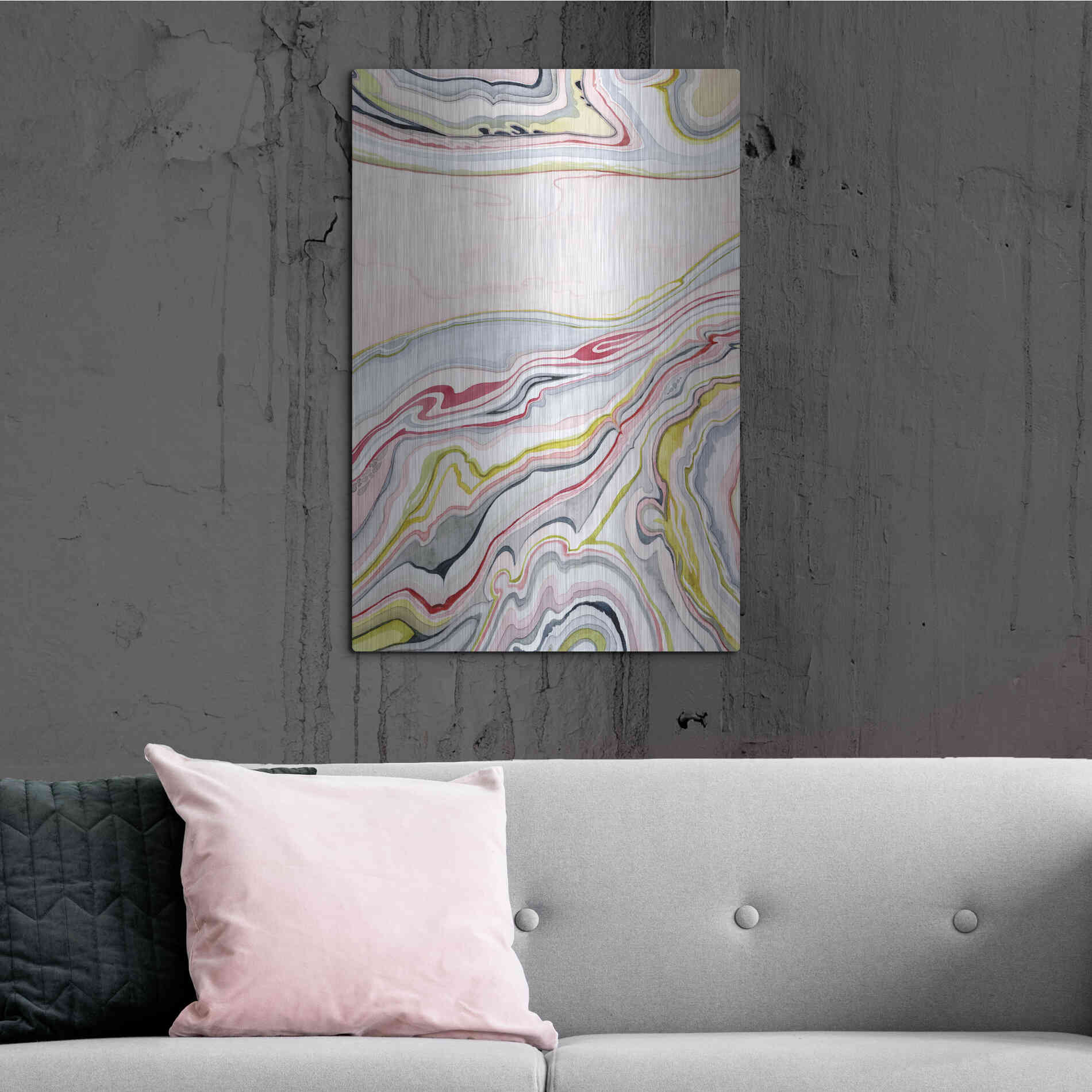Luxe Metal Art 'Watercolor Marbling I' by Grace Popp Metal Wall Art,24x36