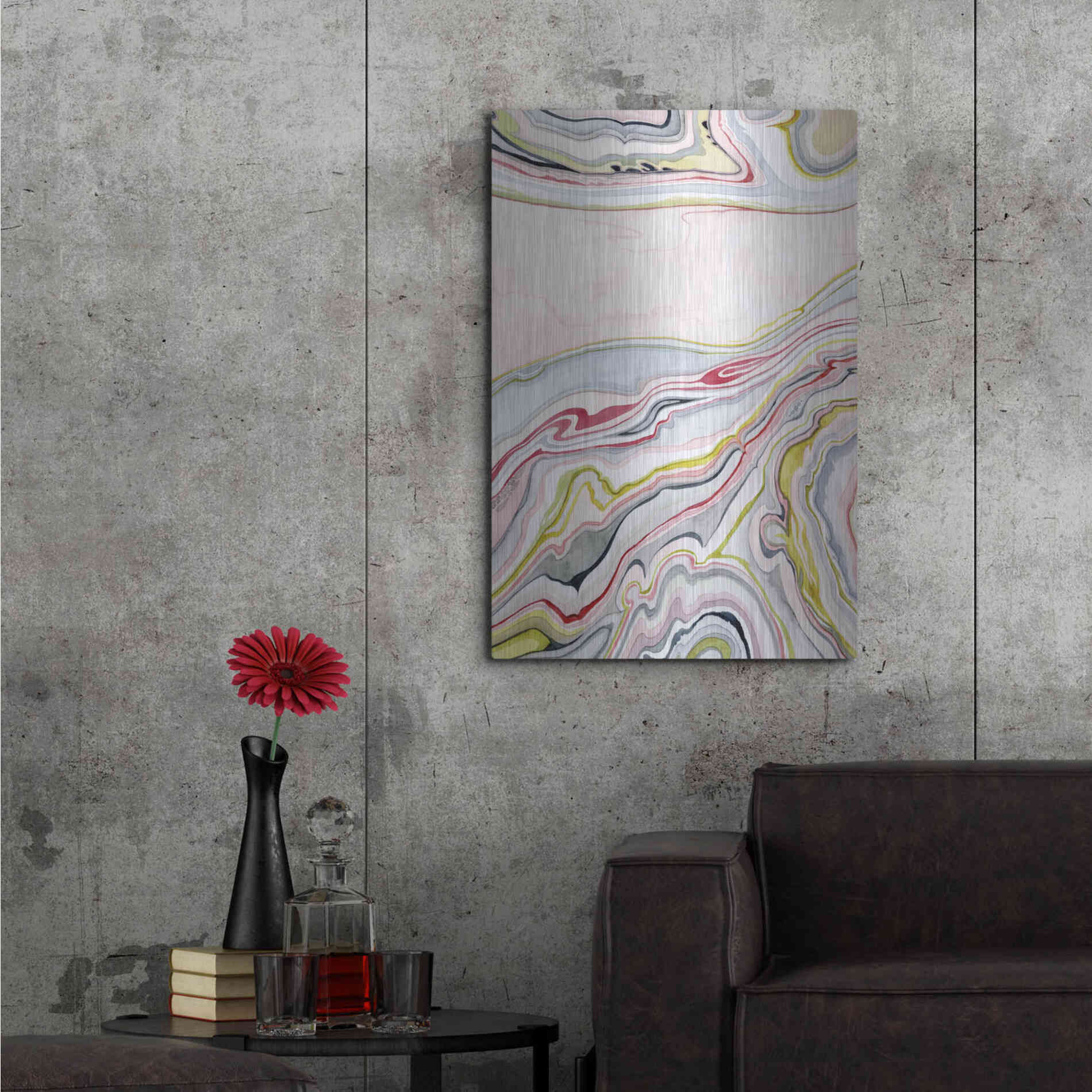 Luxe Metal Art 'Watercolor Marbling I' by Grace Popp Metal Wall Art,24x36