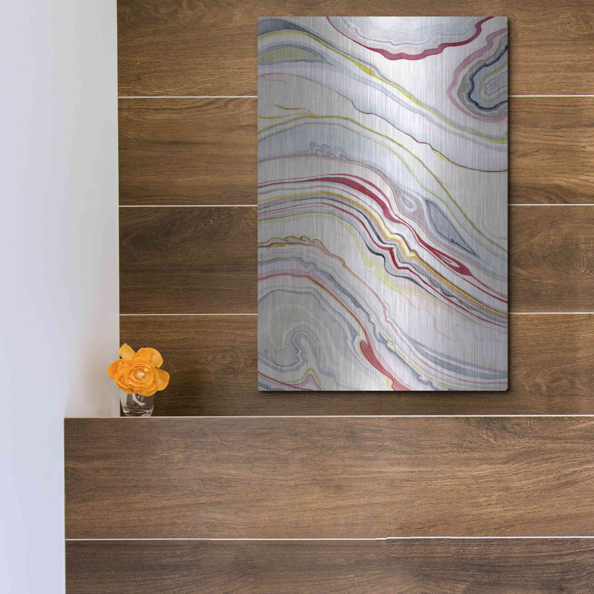 Luxe Metal Art 'Watercolor Marbling II' by Grace Popp Metal Wall Art,12x16