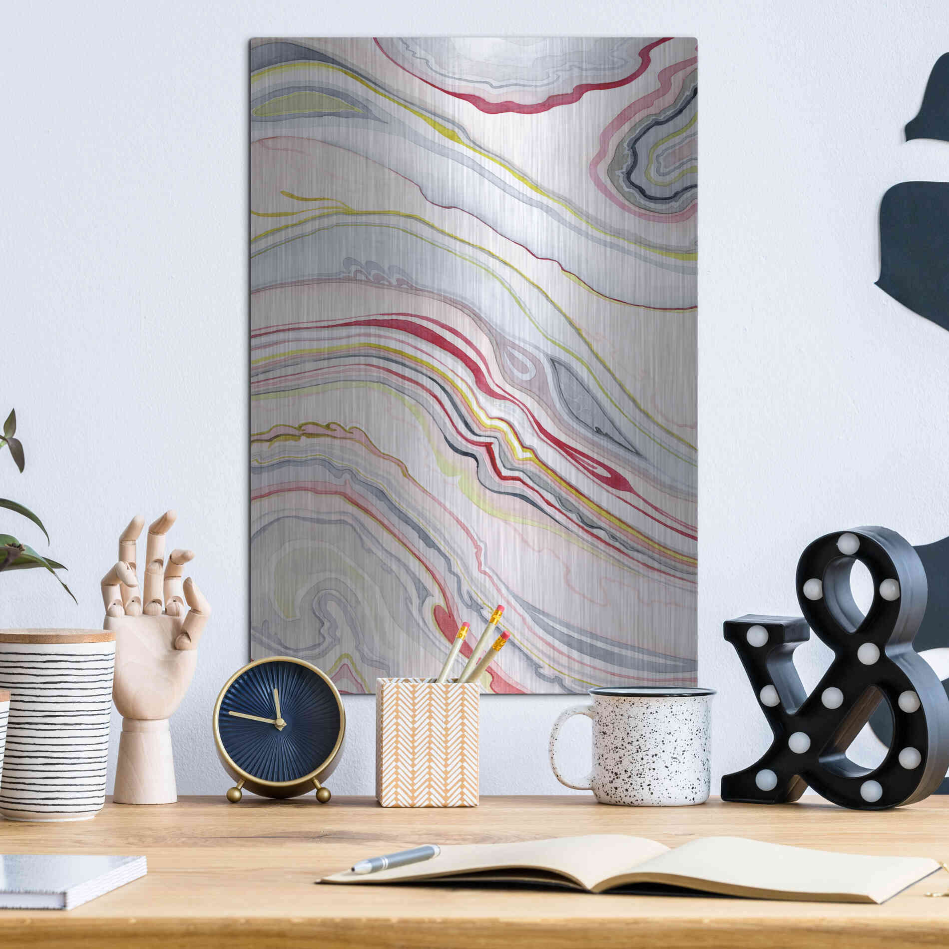 Luxe Metal Art 'Watercolor Marbling II' by Grace Popp Metal Wall Art,12x16