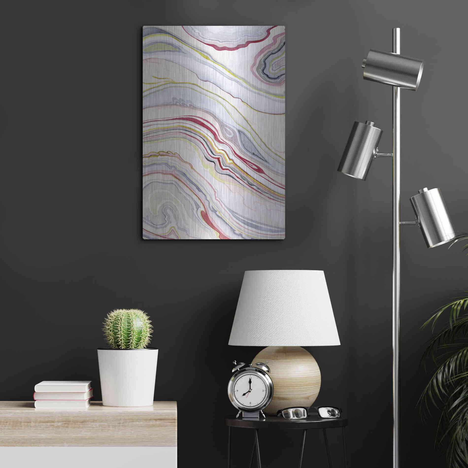 Luxe Metal Art 'Watercolor Marbling II' by Grace Popp Metal Wall Art,16x24