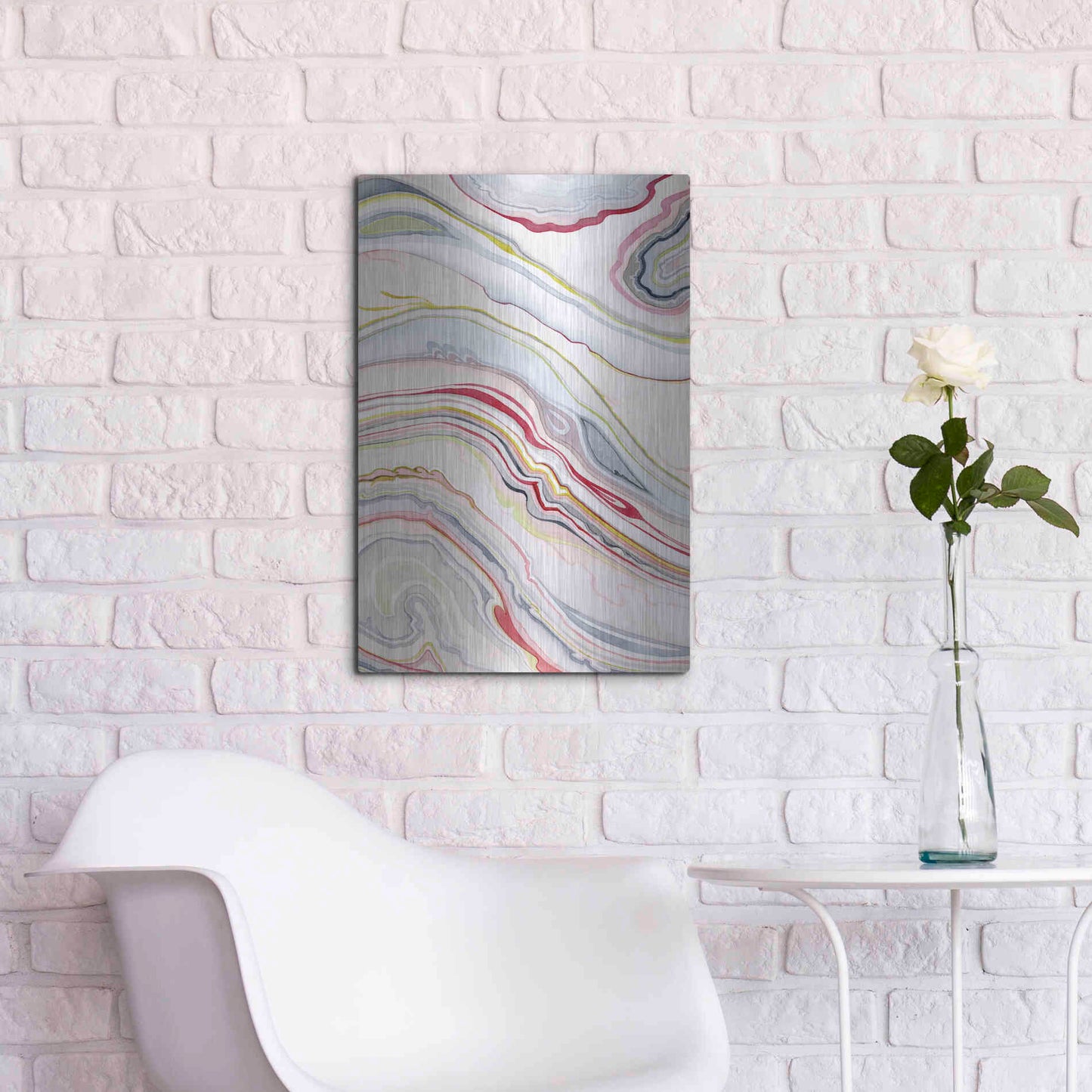 Luxe Metal Art 'Watercolor Marbling II' by Grace Popp Metal Wall Art,16x24