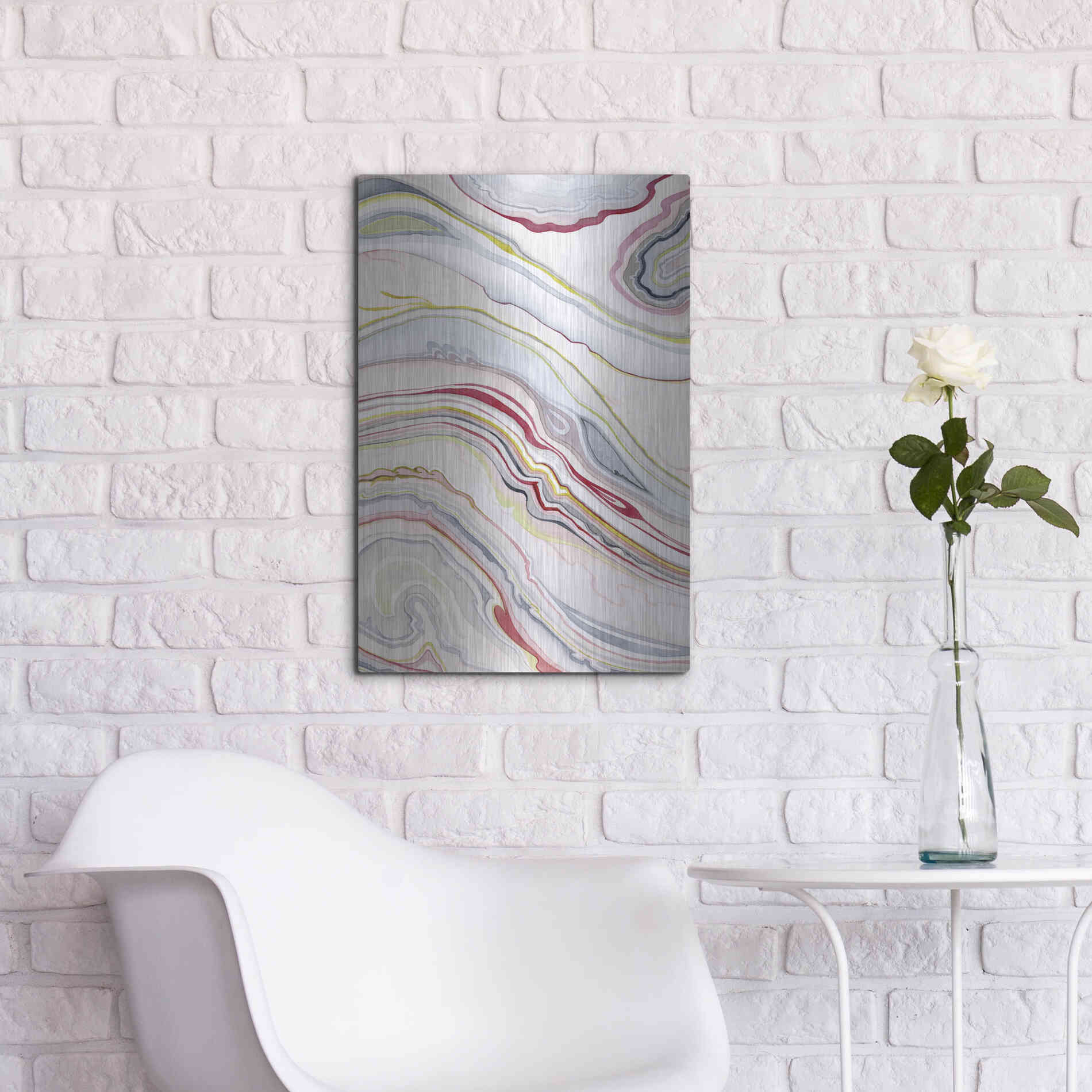 Luxe Metal Art 'Watercolor Marbling II' by Grace Popp Metal Wall Art,16x24