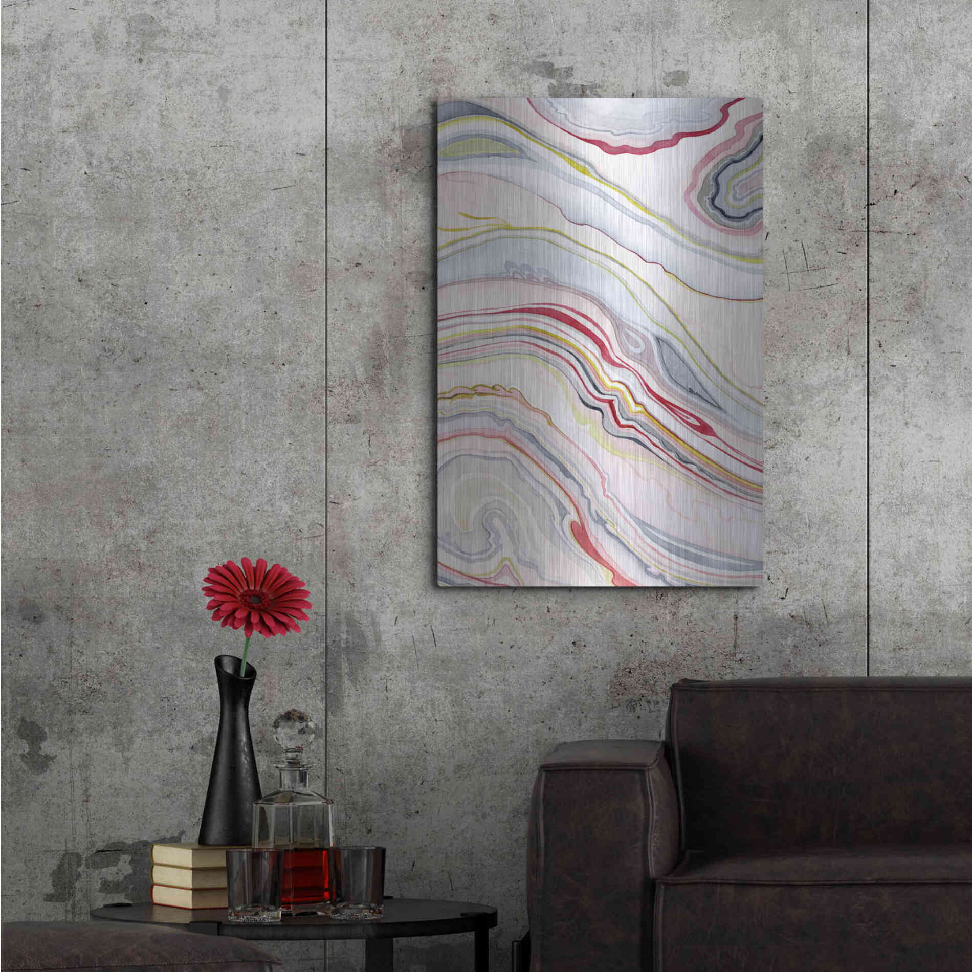 Luxe Metal Art 'Watercolor Marbling II' by Grace Popp Metal Wall Art,24x36