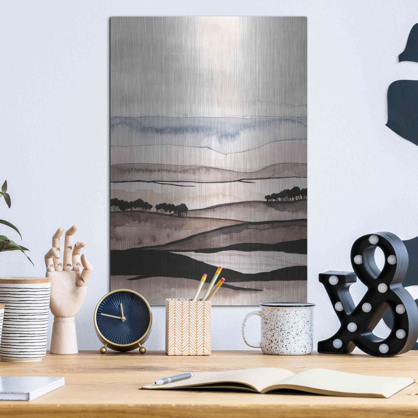 Luxe Metal Art 'Watercolor Strata I' by Grace Popp Metal Wall Art,12x16