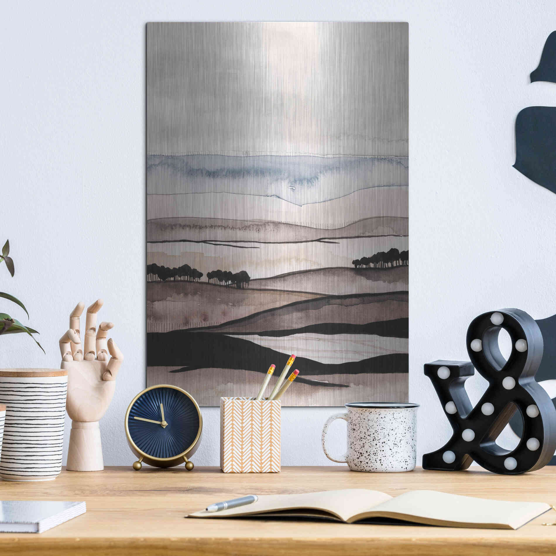 Luxe Metal Art 'Watercolor Strata I' by Grace Popp Metal Wall Art,12x16