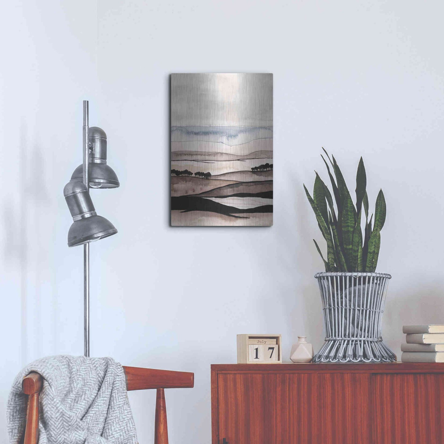 Luxe Metal Art 'Watercolor Strata I' by Grace Popp Metal Wall Art,16x24