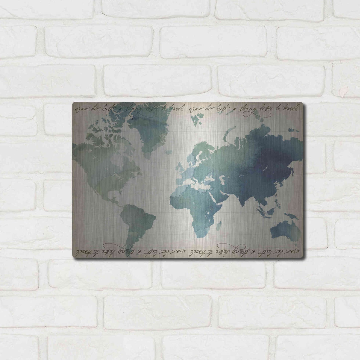 Luxe Metal Art 'Watercolor World Map' by Grace Popp Metal Wall Art,16x12