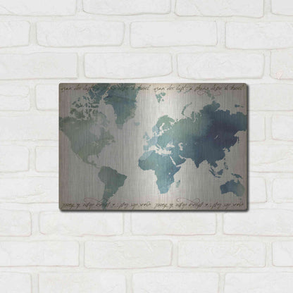 Luxe Metal Art 'Watercolor World Map' by Grace Popp Metal Wall Art,16x12