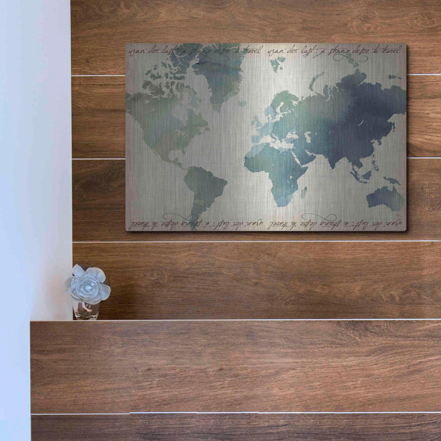 Luxe Metal Art 'Watercolor World Map' by Grace Popp Metal Wall Art,16x12