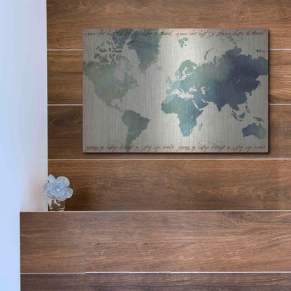 Luxe Metal Art 'Watercolor World Map' by Grace Popp Metal Wall Art,16x12