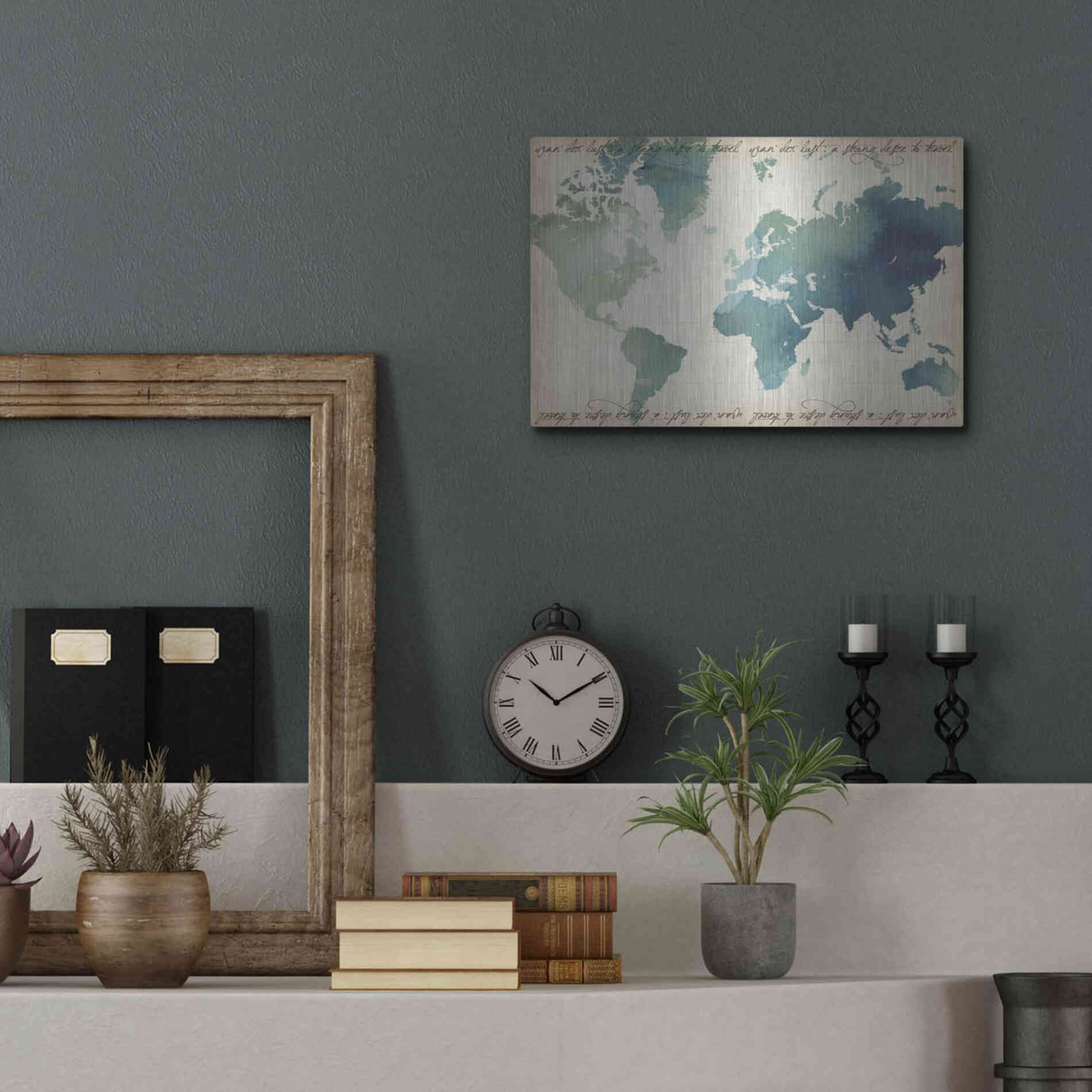 Luxe Metal Art 'Watercolor World Map' by Grace Popp Metal Wall Art,16x12