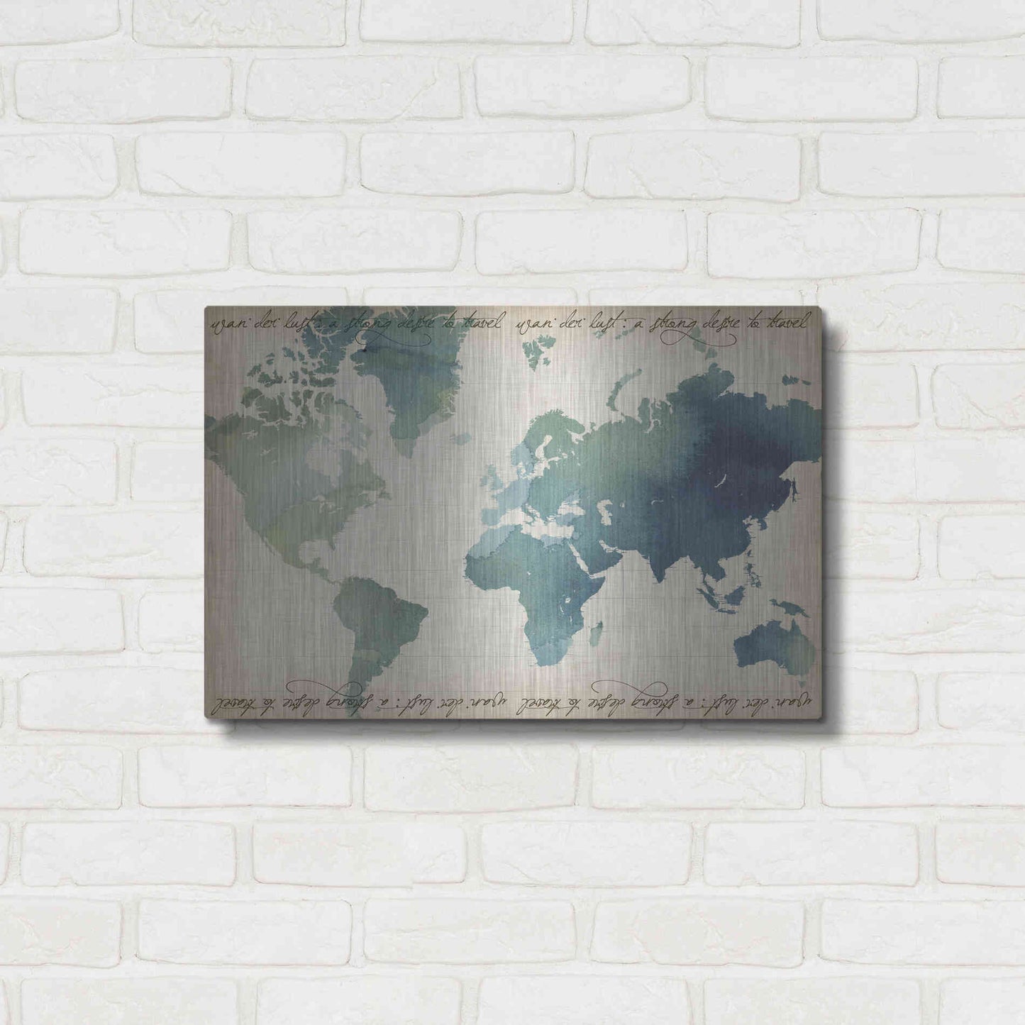 Luxe Metal Art 'Watercolor World Map' by Grace Popp Metal Wall Art,24x16
