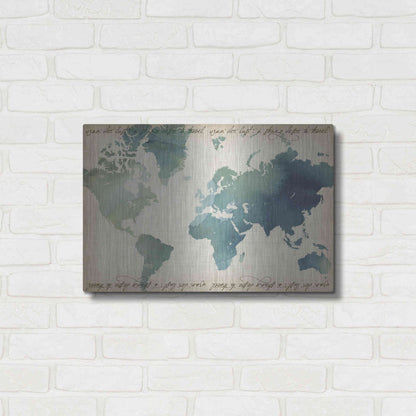 Luxe Metal Art 'Watercolor World Map' by Grace Popp Metal Wall Art,24x16