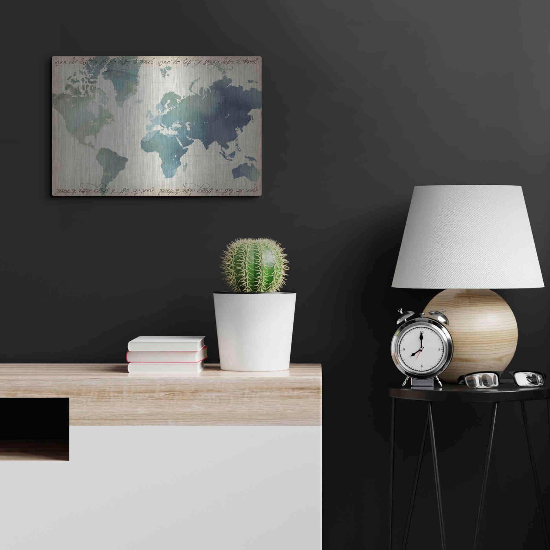 Luxe Metal Art 'Watercolor World Map' by Grace Popp Metal Wall Art,24x16