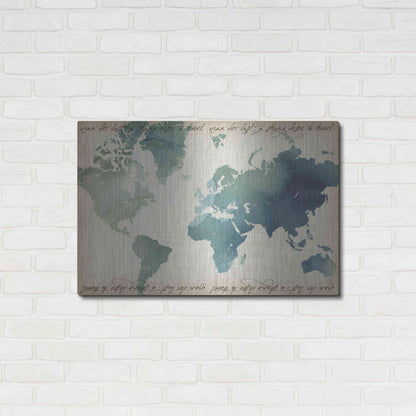 Luxe Metal Art 'Watercolor World Map' by Grace Popp Metal Wall Art,36x24