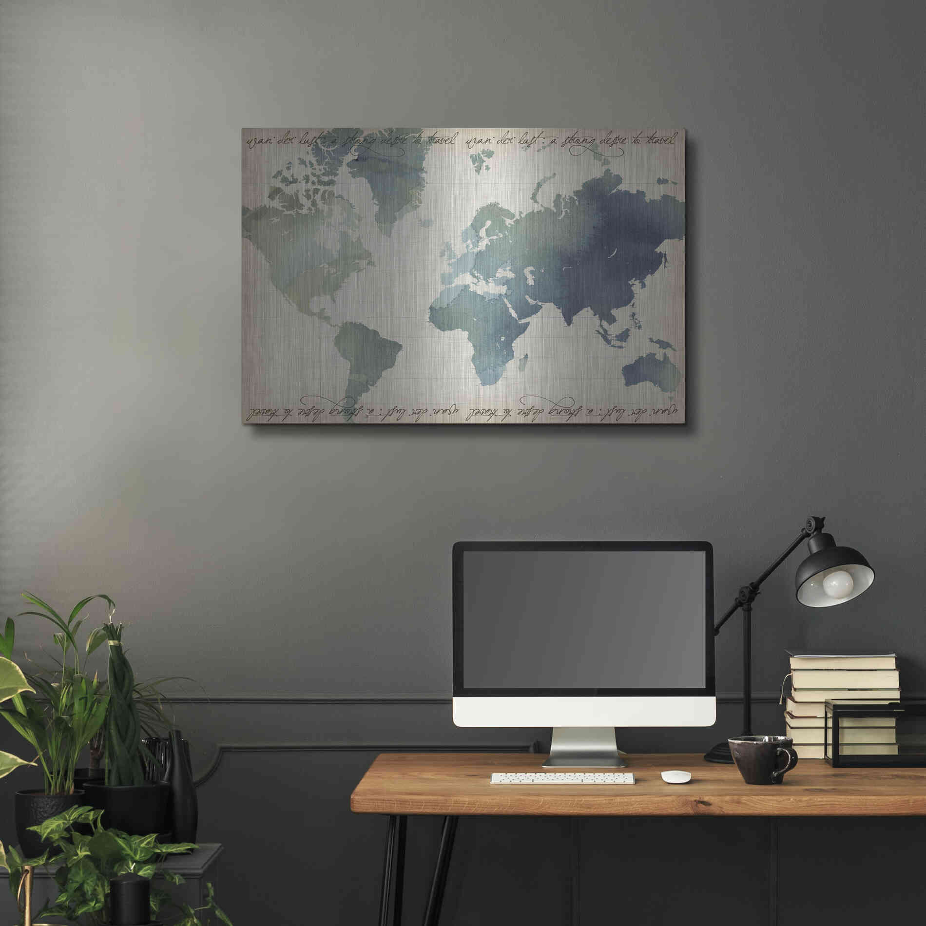 Luxe Metal Art 'Watercolor World Map' by Grace Popp Metal Wall Art,36x24