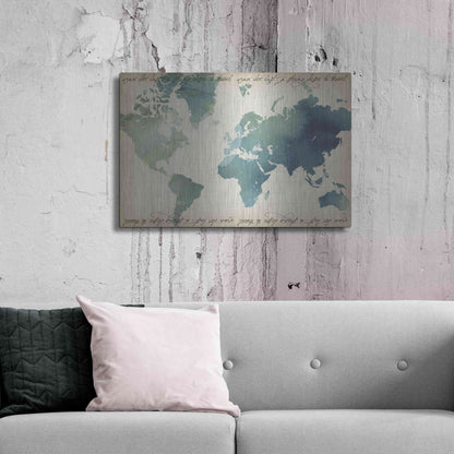 Luxe Metal Art 'Watercolor World Map' by Grace Popp Metal Wall Art,36x24