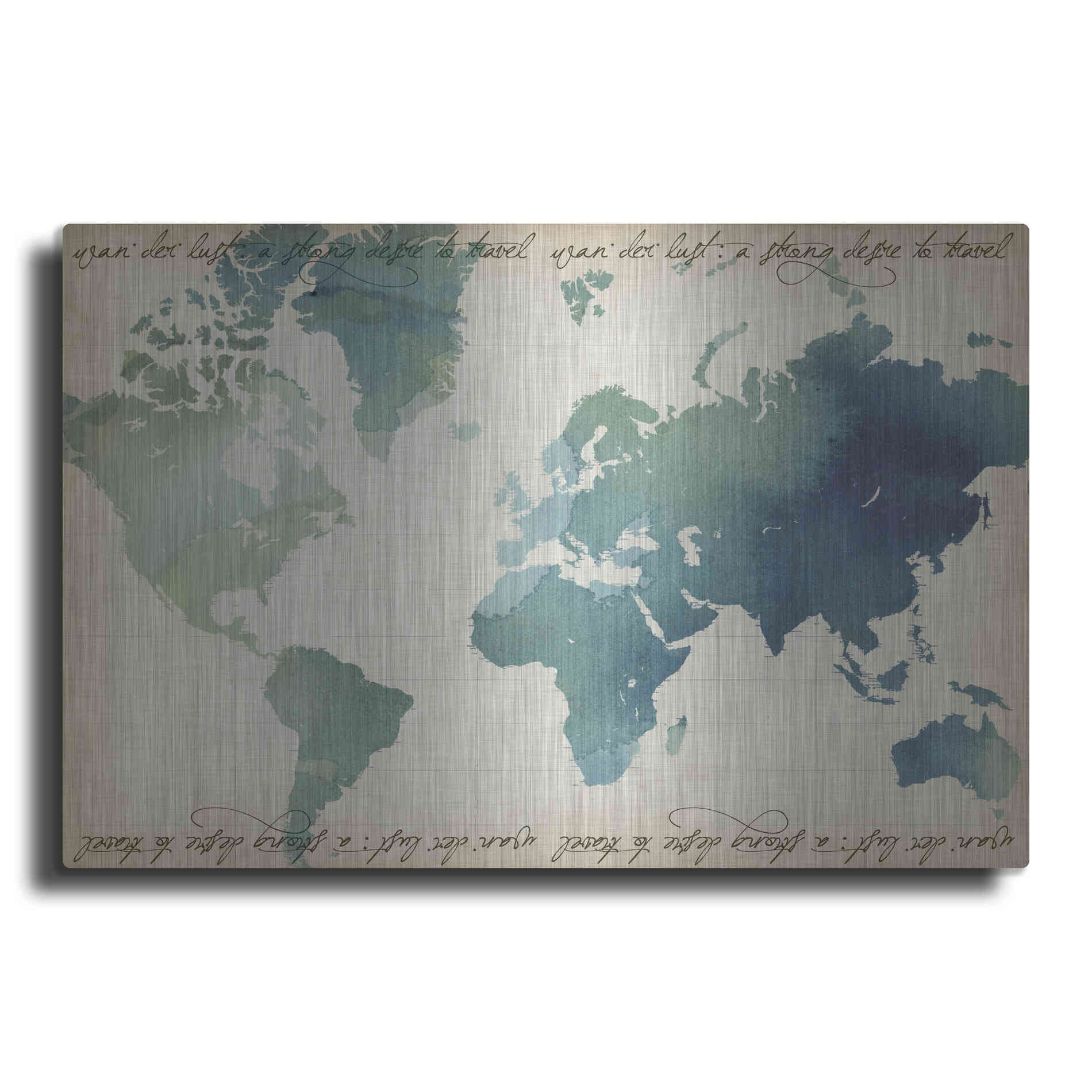 Luxe Metal Art 'Watercolor World Map' by Grace Popp Metal Wall Art