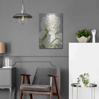 Luxe Metal Art 'White Peonies II' by Grace Popp Metal Wall Art,16x24