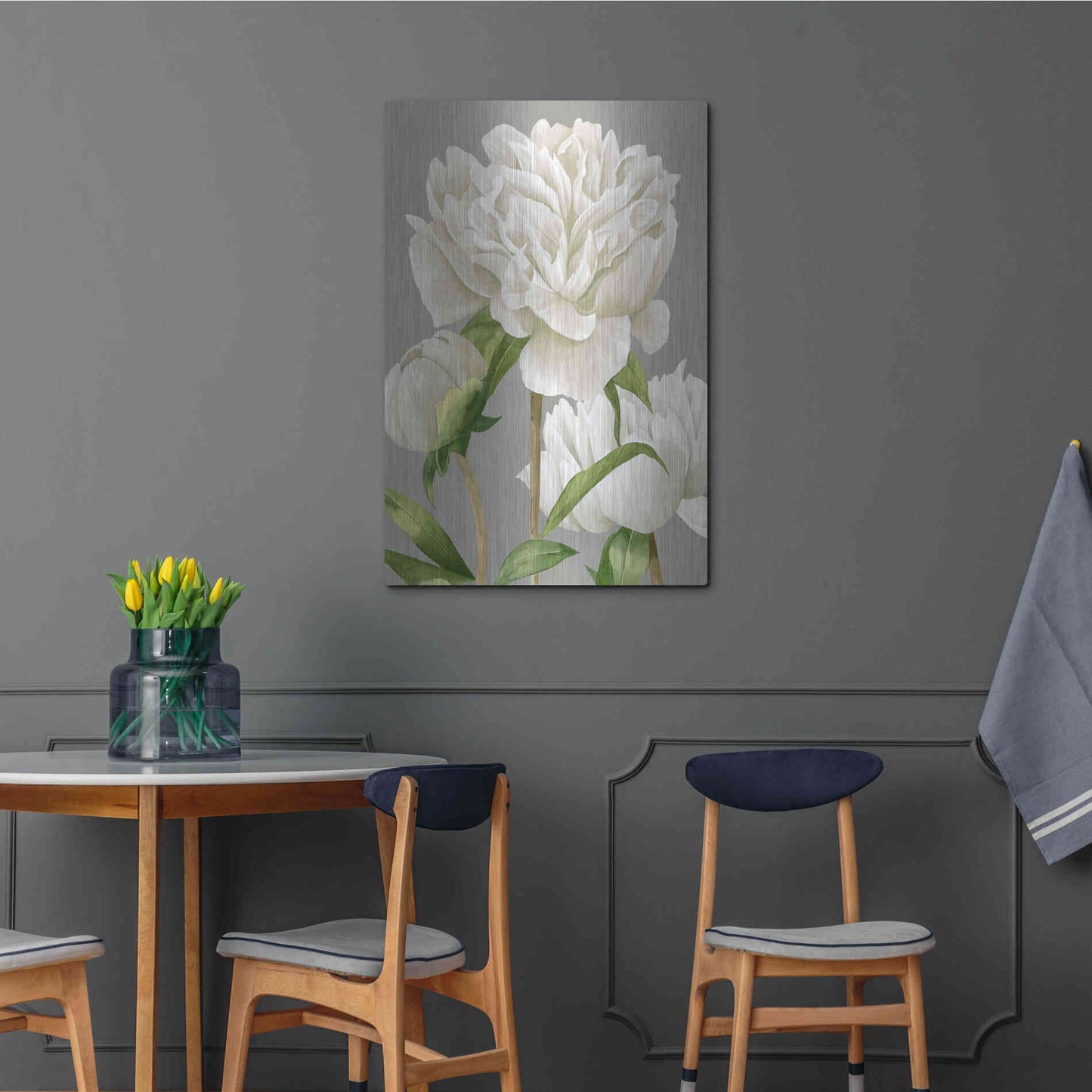 Luxe Metal Art 'White Peonies II' by Grace Popp Metal Wall Art,24x36