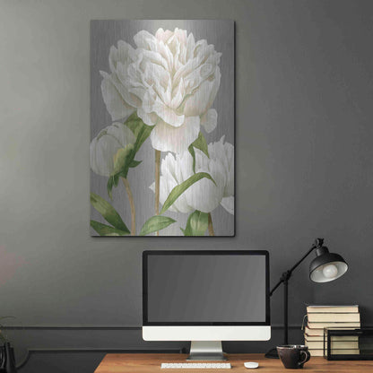Luxe Metal Art 'White Peonies II' by Grace Popp Metal Wall Art,24x36