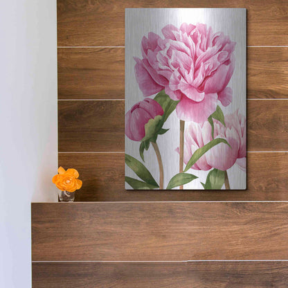 Luxe Metal Art 'Winsome Peonies II' by Grace Popp Metal Wall Art,12x16