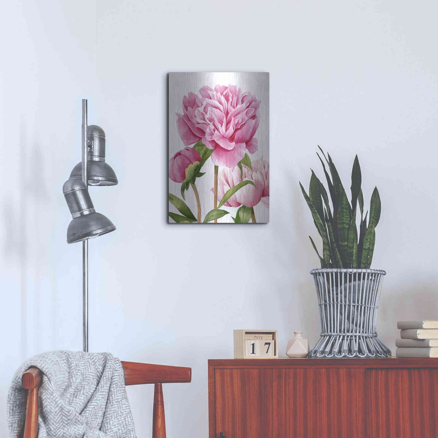 Luxe Metal Art 'Winsome Peonies II' by Grace Popp Metal Wall Art,16x24