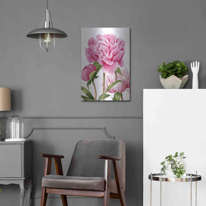 Luxe Metal Art 'Winsome Peonies II' by Grace Popp Metal Wall Art,16x24